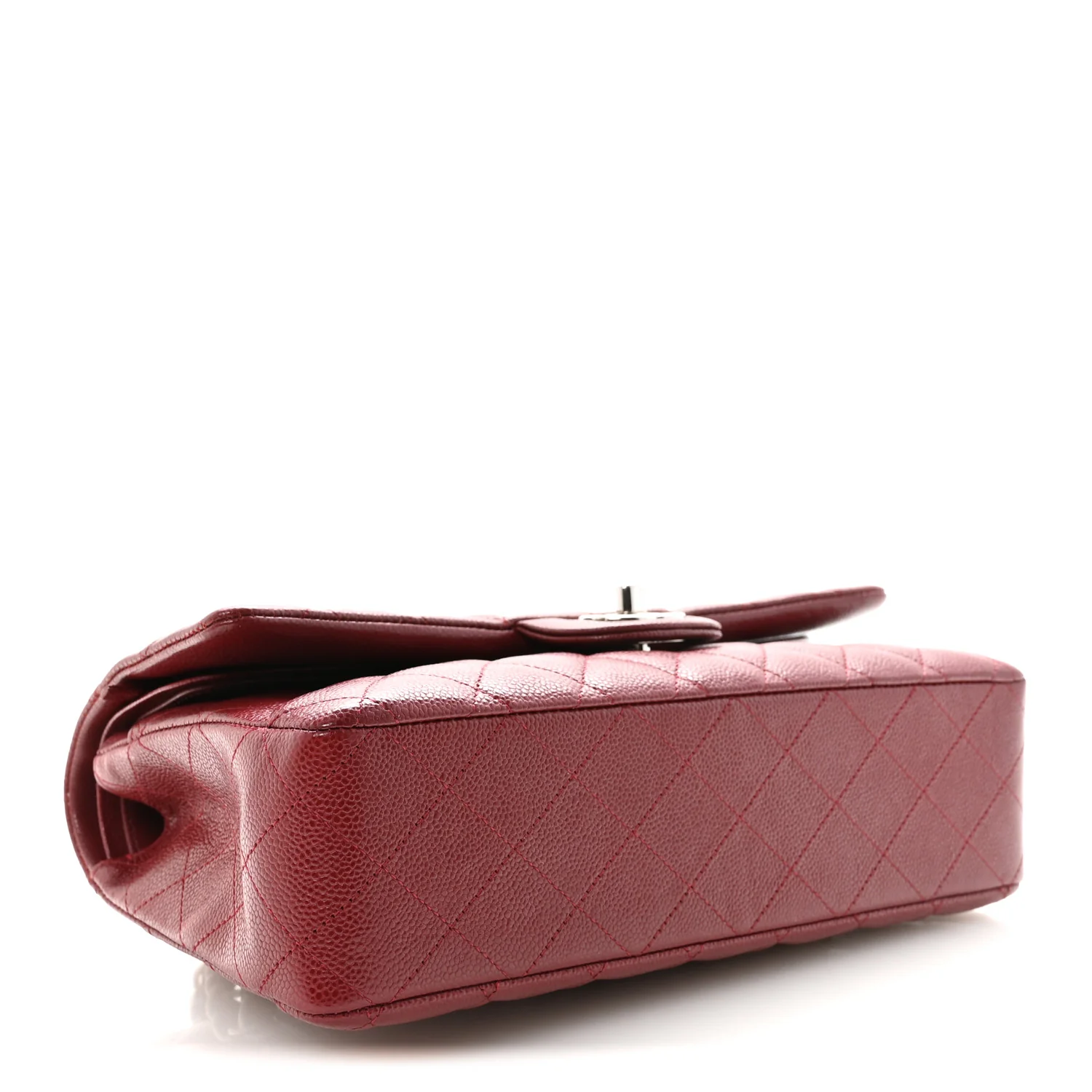 Caviar Quilted Medium Double Flap Burgundy - Image 4
