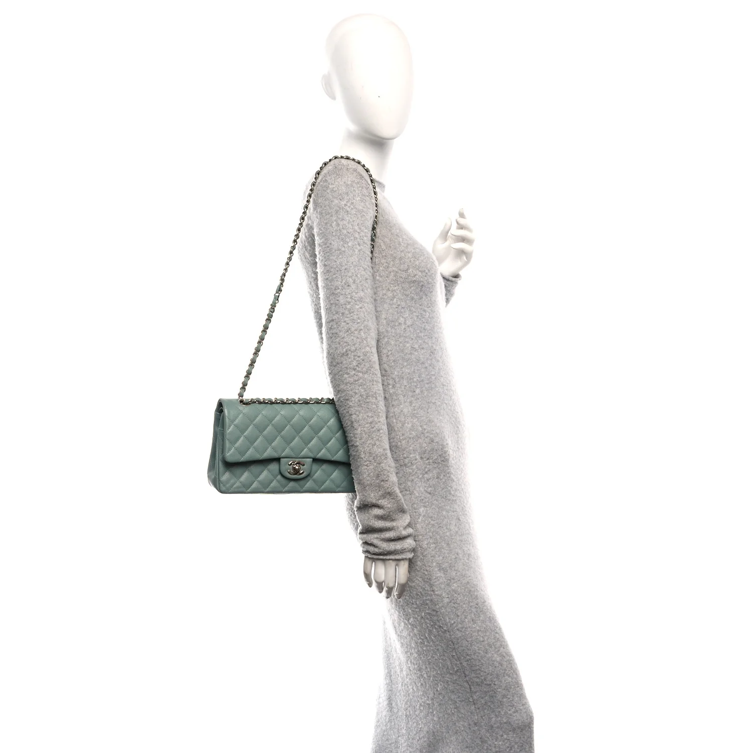 Caviar Quilted Medium Double Flap Dark Green - Image 2