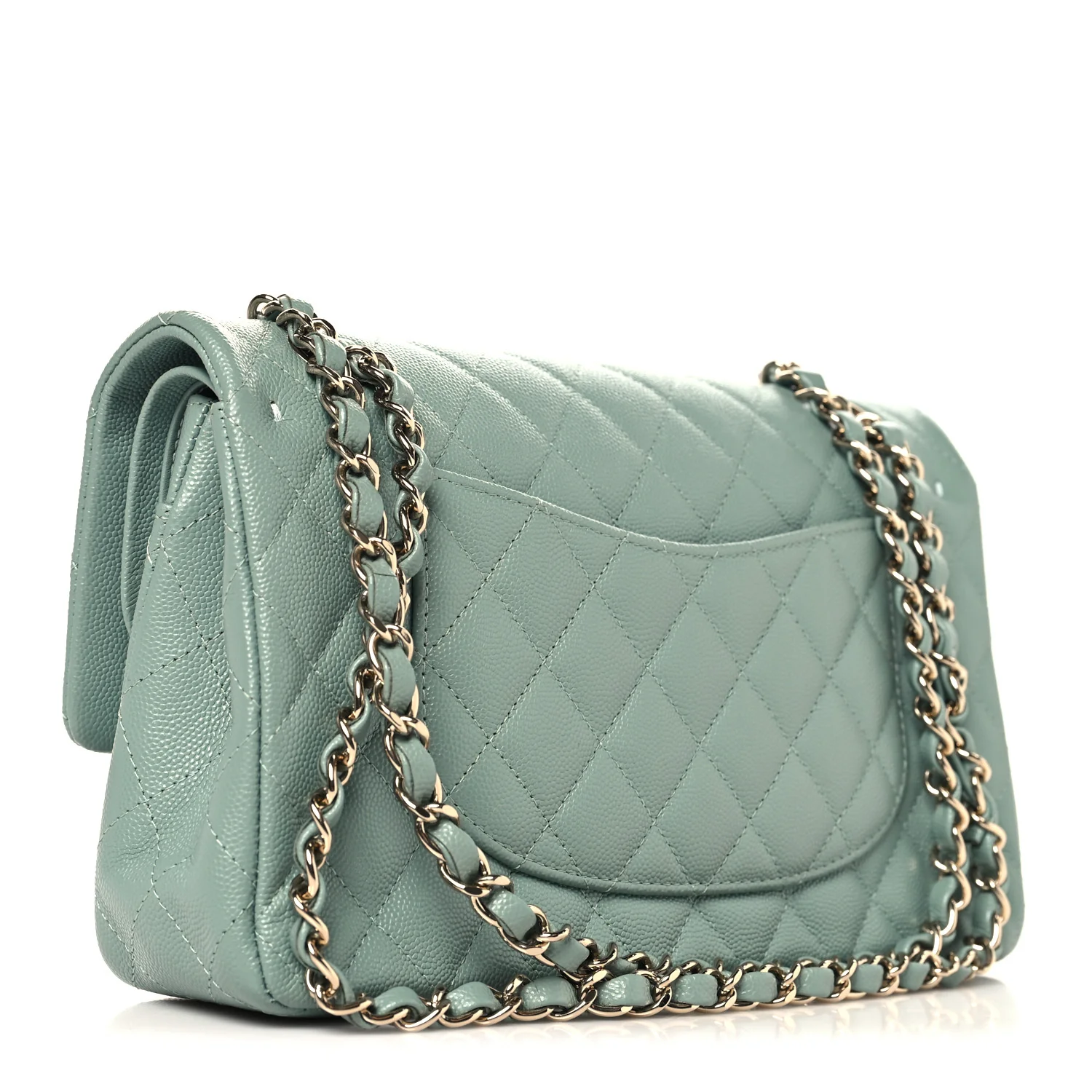 Caviar Quilted Medium Double Flap Dark Green - Image 3