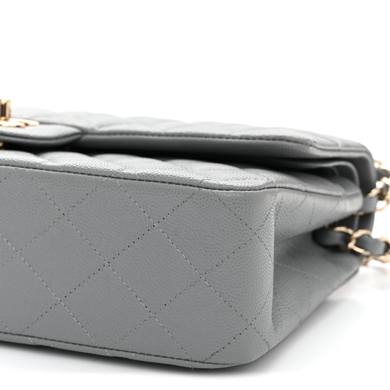 Caviar Quilted Medium Double Flap Grey - Image 10