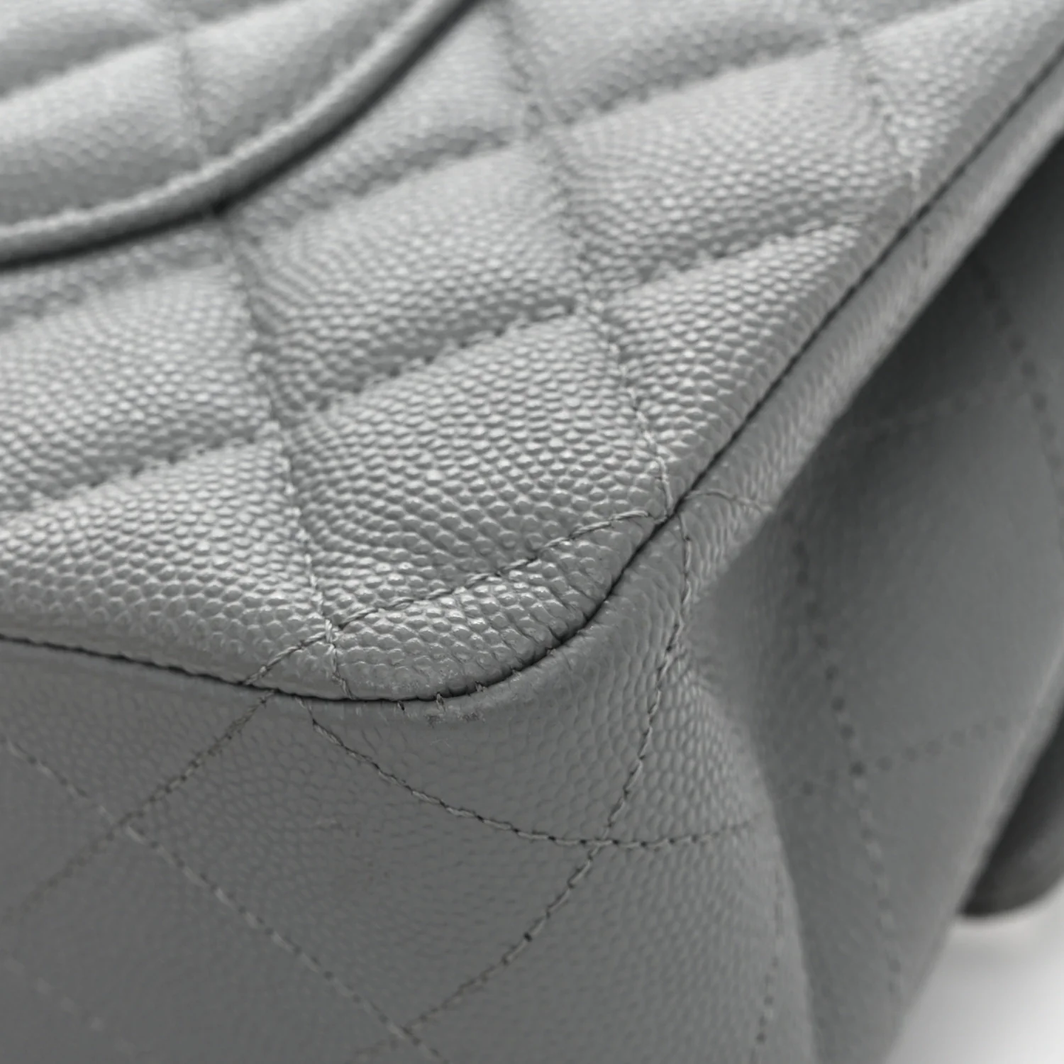 Caviar Quilted Medium Double Flap Grey - Image 14