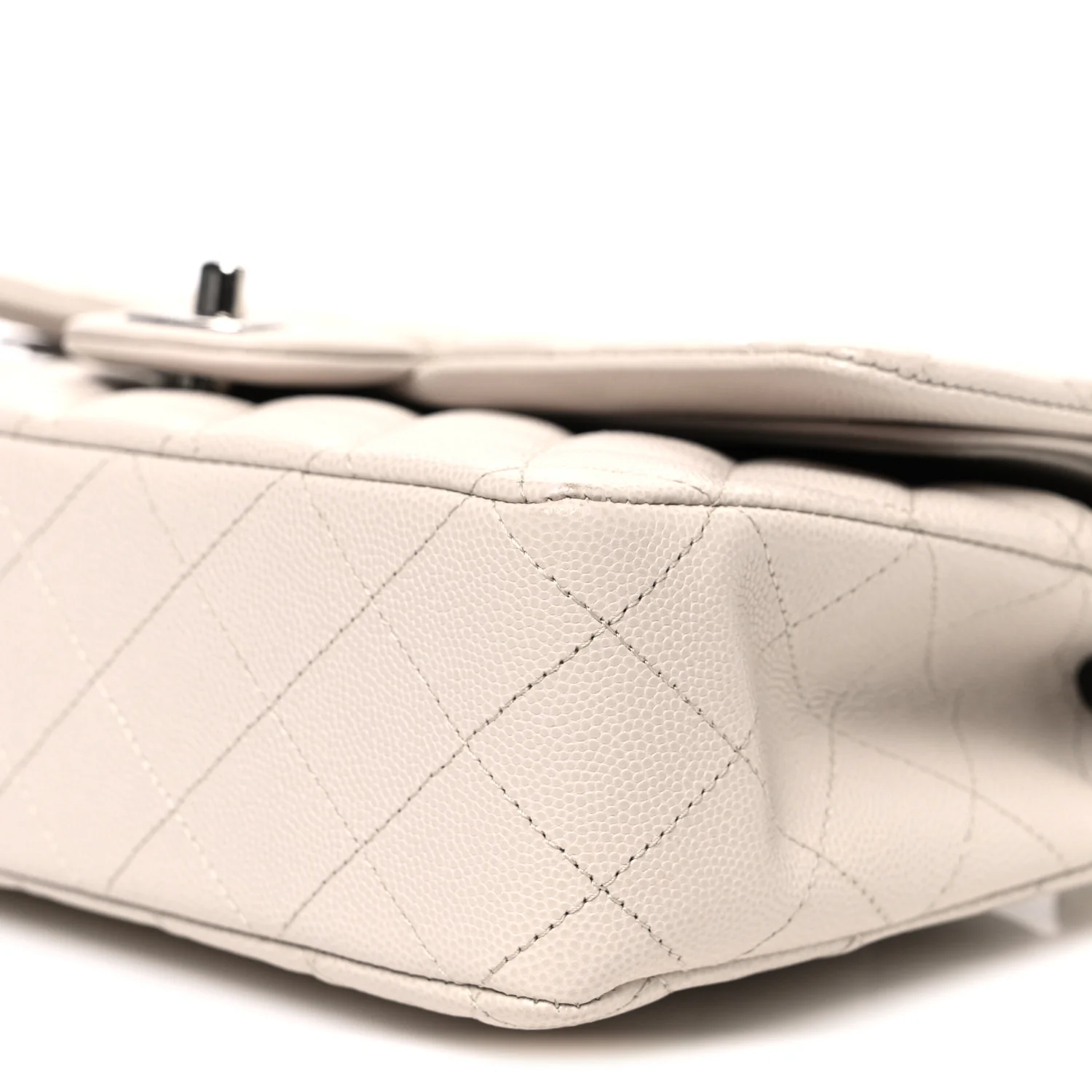 Caviar Quilted Medium Double Flap Ivory - Image 10