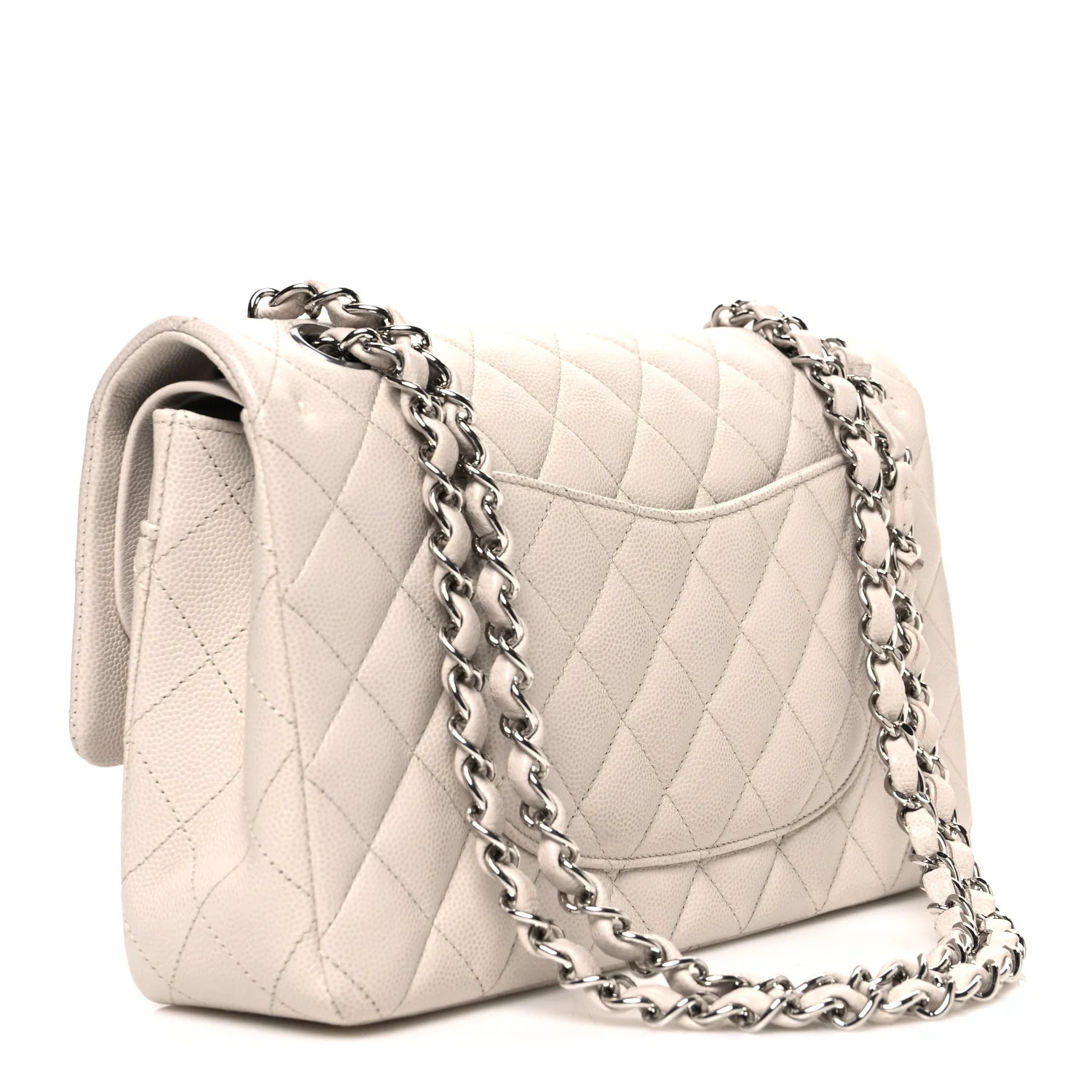 Caviar Quilted Medium Double Flap Ivory - Image 3