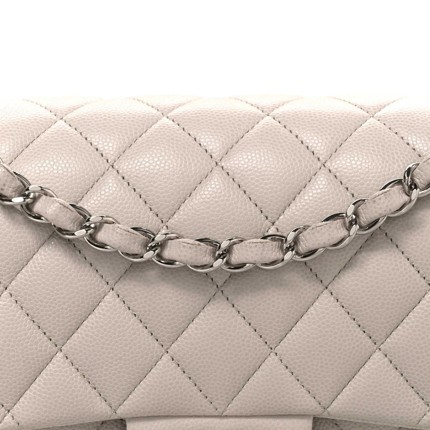 Caviar Quilted Medium Double Flap Ivory - Image 8