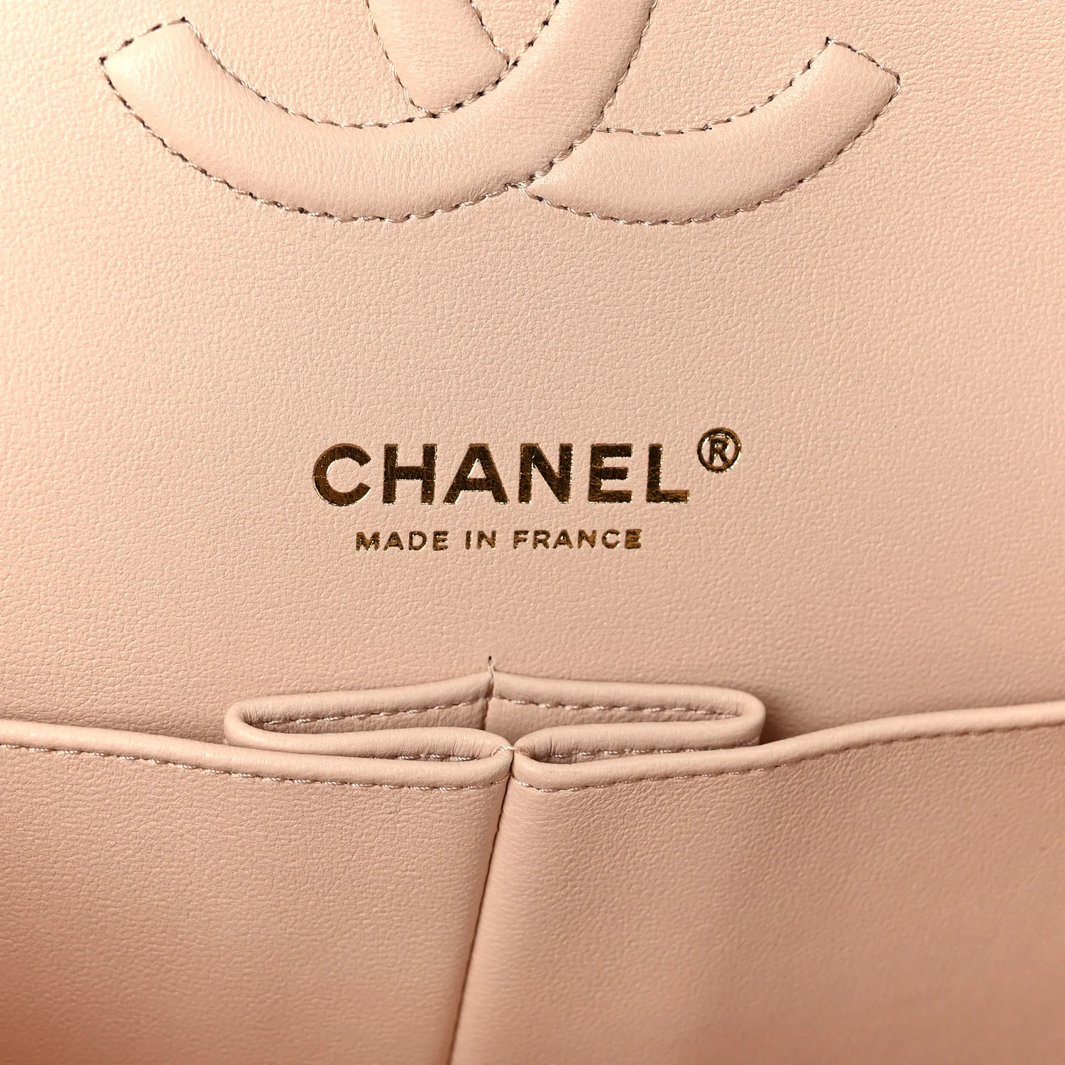 Caviar Quilted Medium Double Flap Light Beige - Image 6