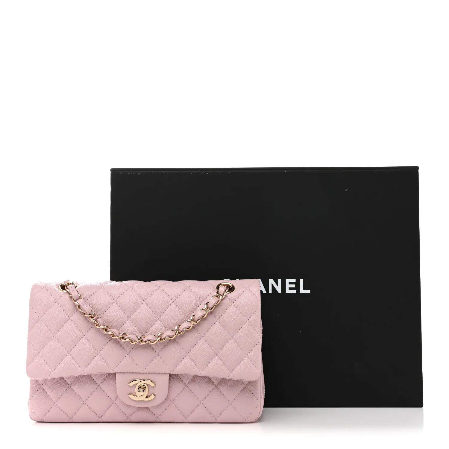 Caviar Quilted Medium Double Flap Light Pink - Image 13