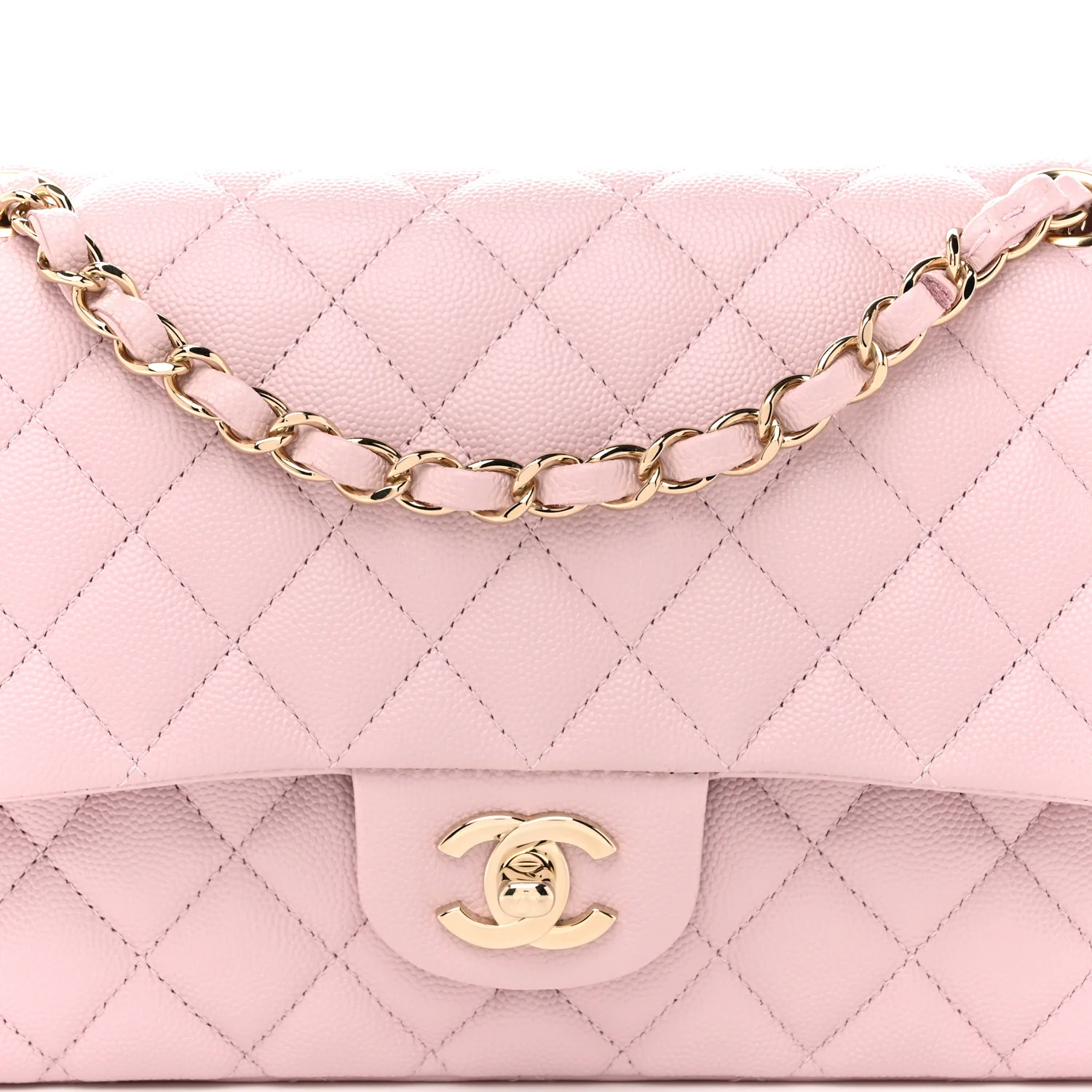 Caviar Quilted Medium Double Flap Light Pink - Image 8