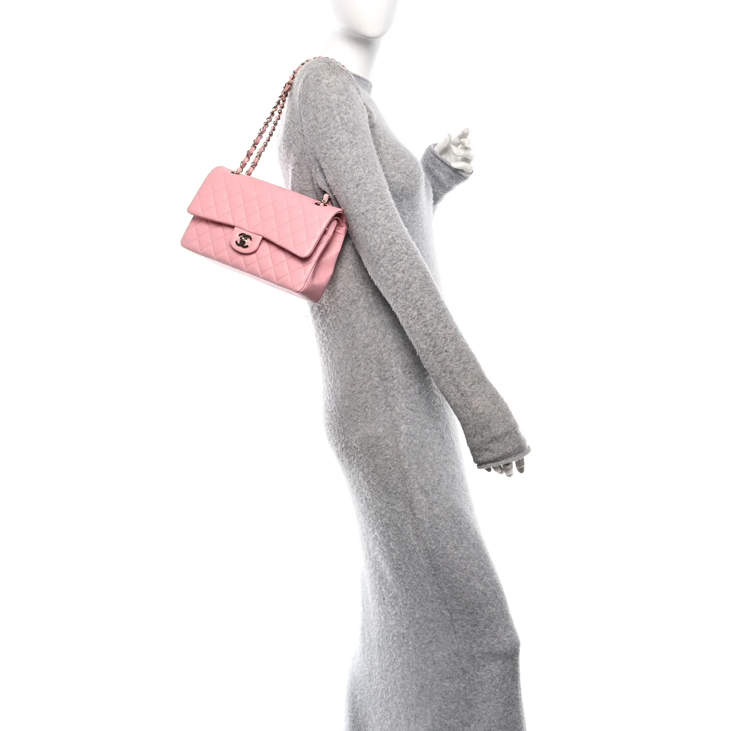 Caviar Quilted Medium Double Flap Light Pink - Image 2