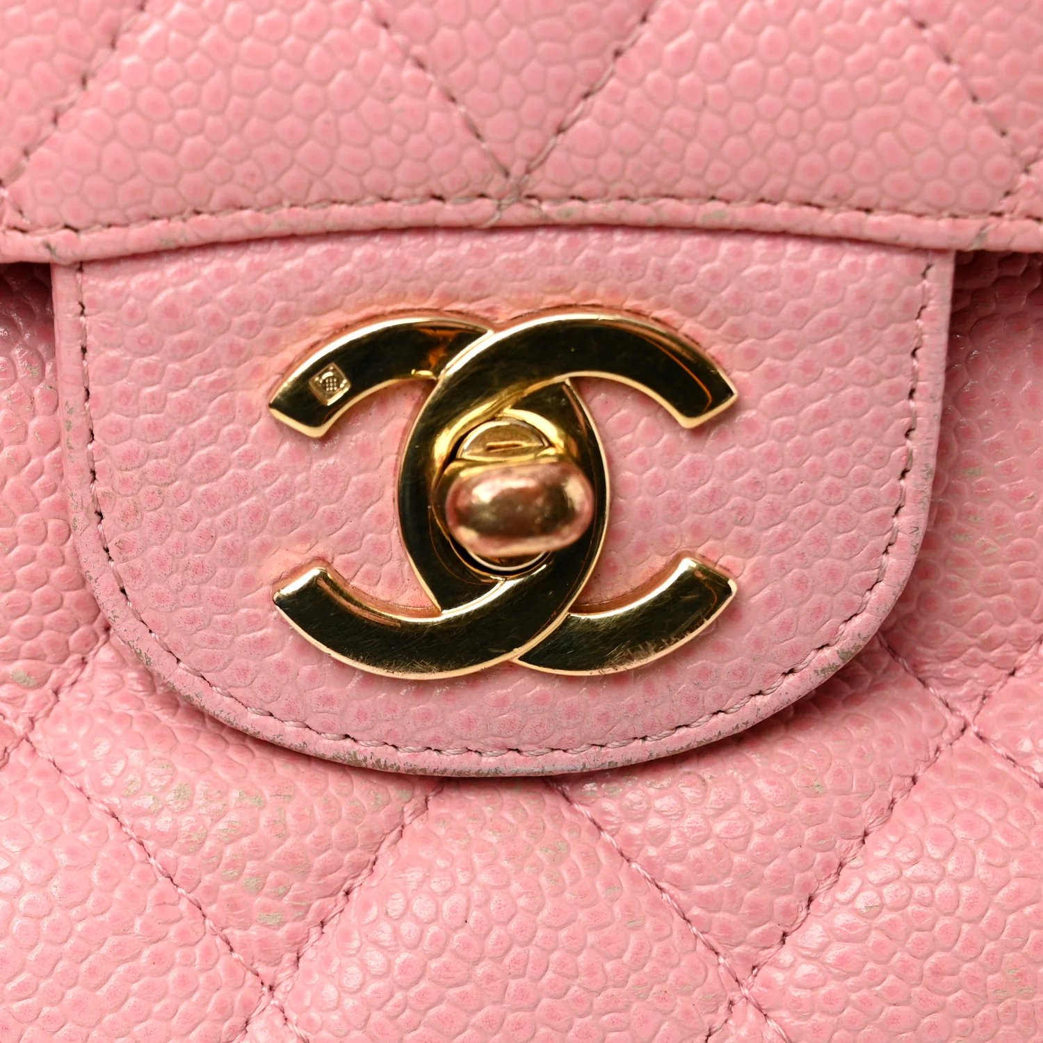 Caviar Quilted Medium Double Flap Light Pink - Image 14