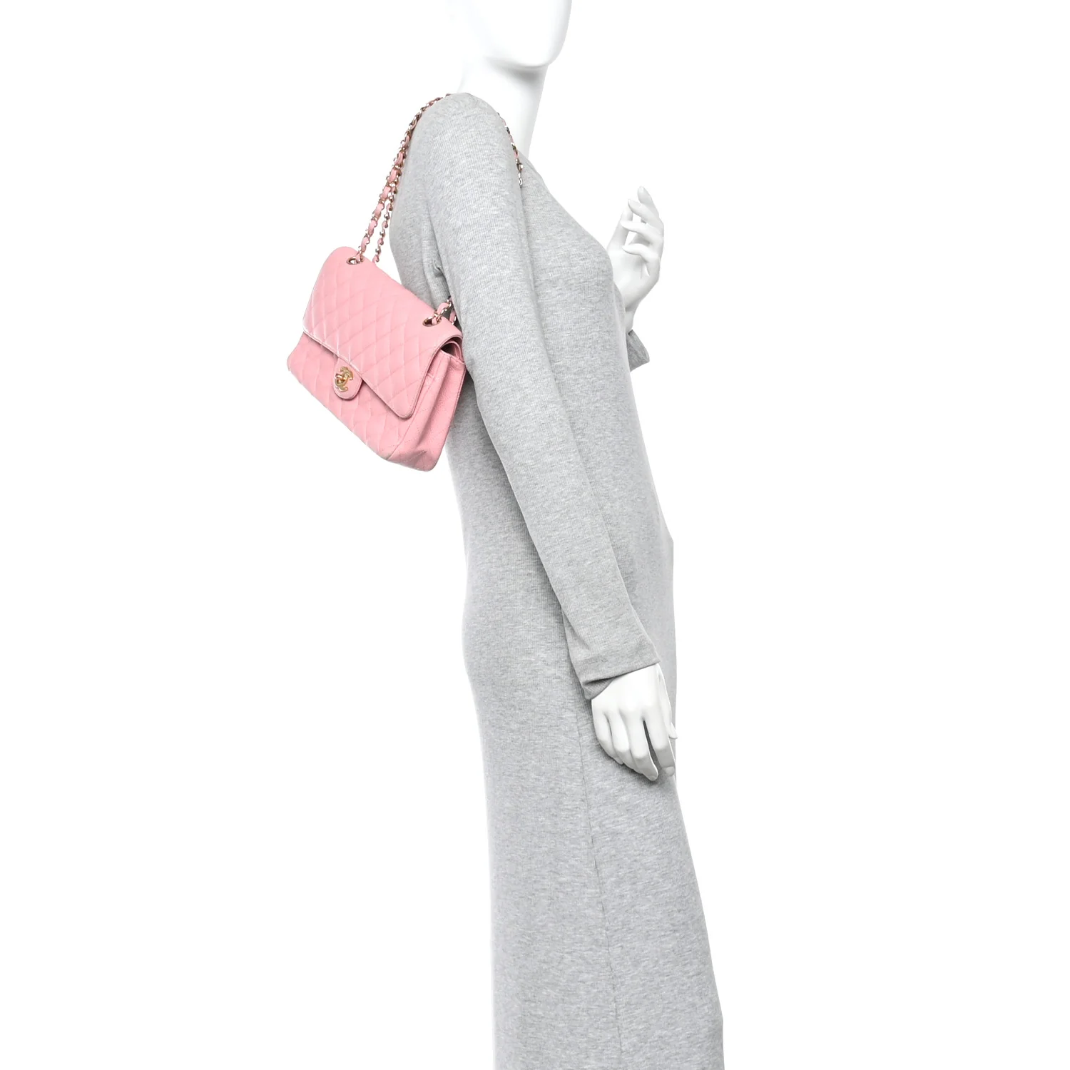 Caviar Quilted Medium Double Flap Light Pink - Image 2