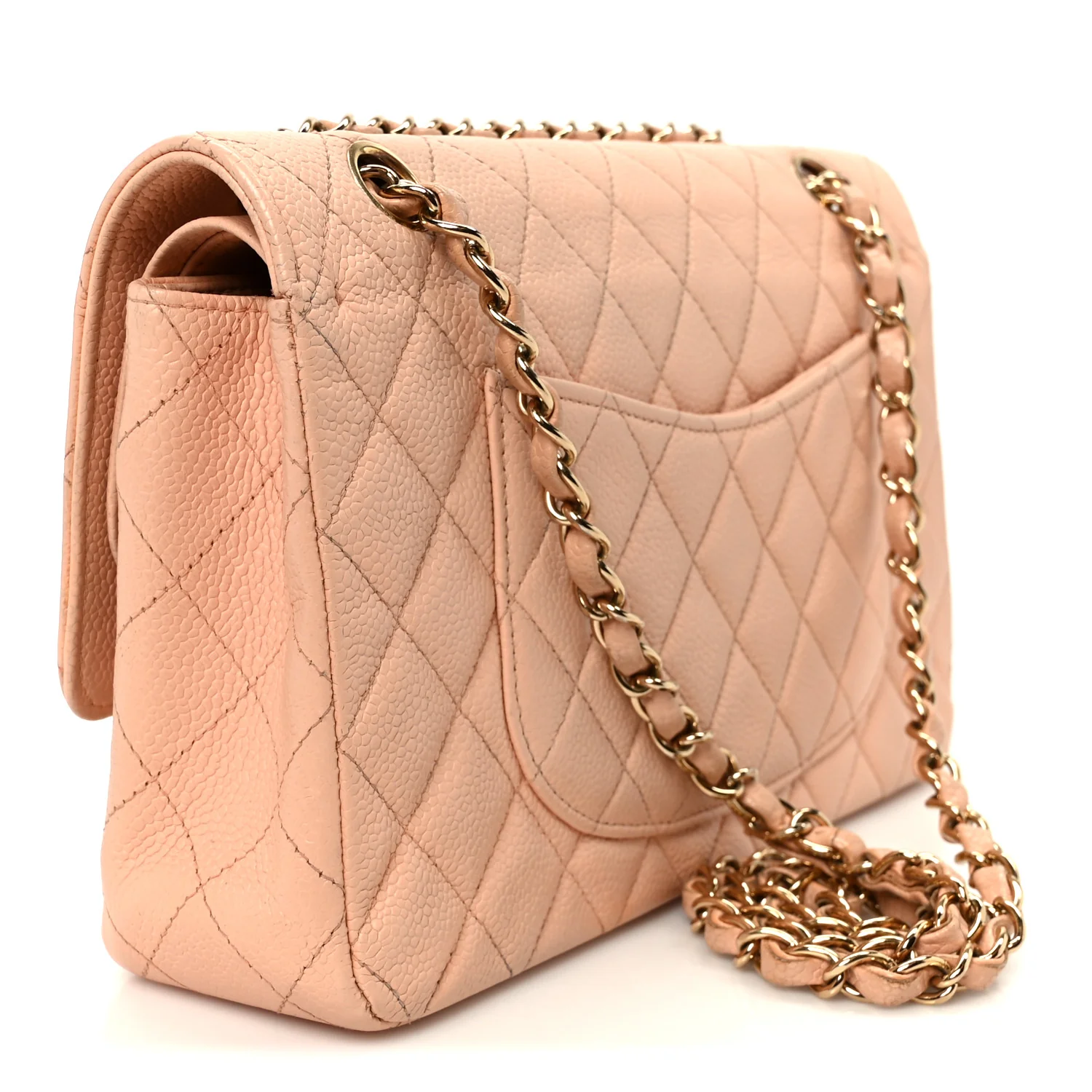 Caviar Quilted Medium Double Flap Light Pink - Image 3