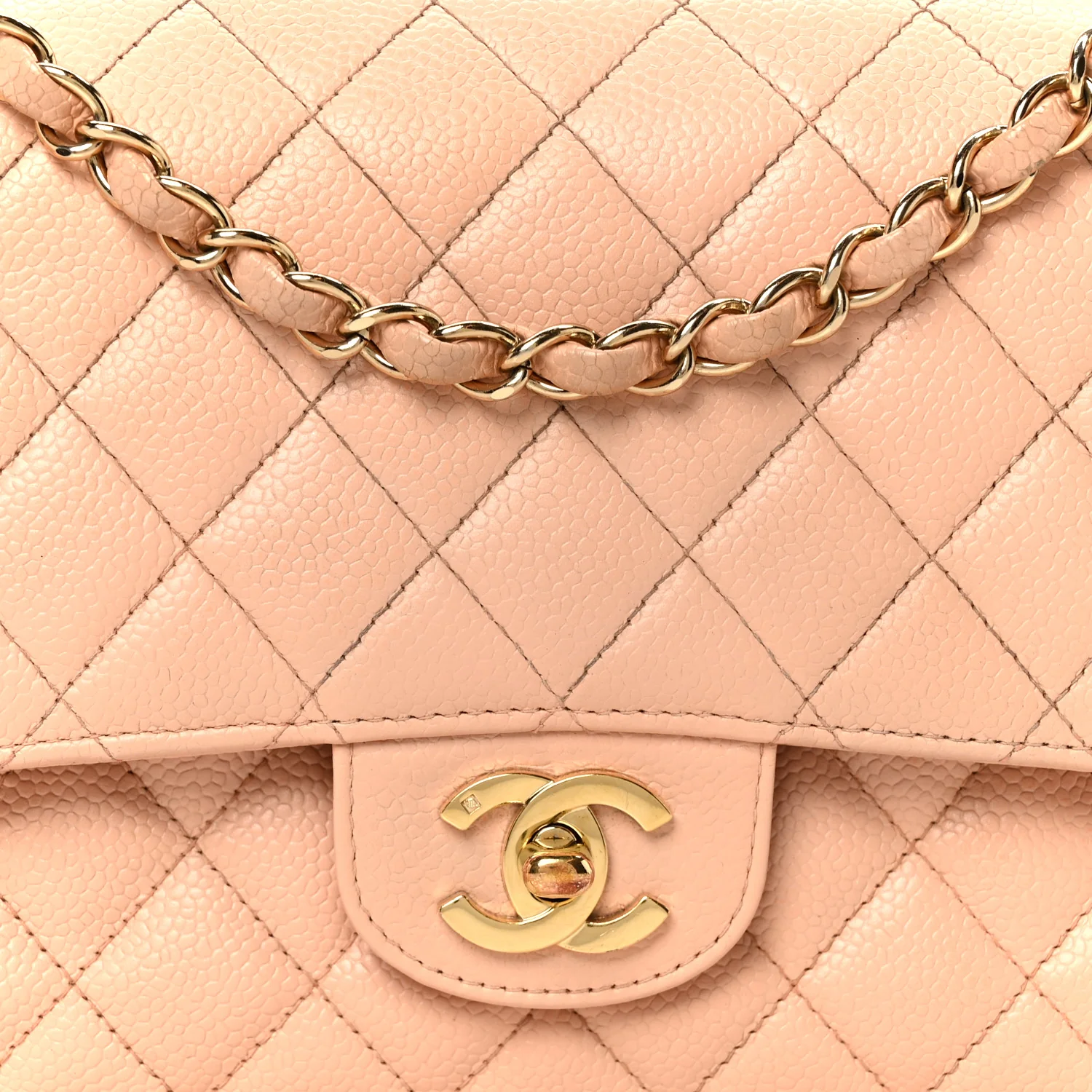 Caviar Quilted Medium Double Flap Light Pink - Image 9