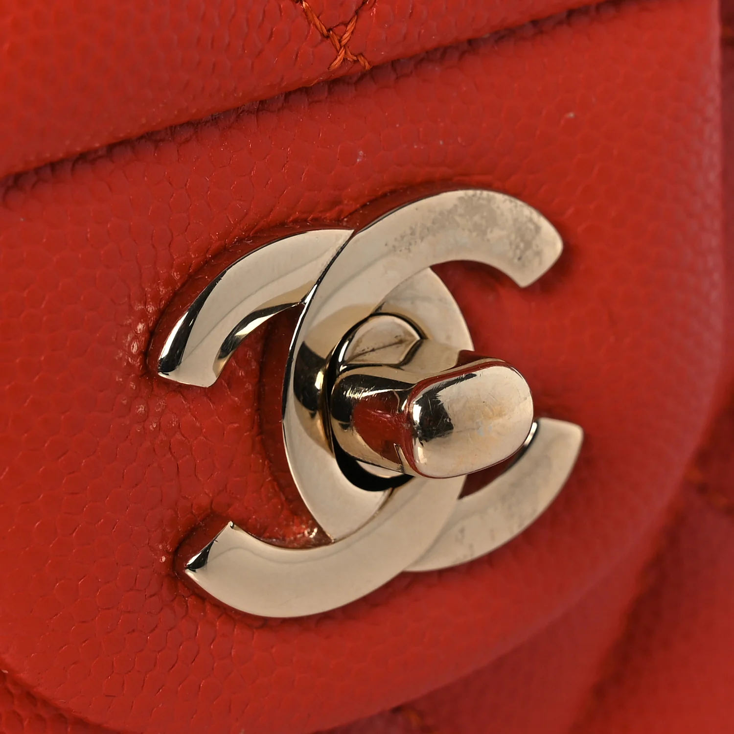 Caviar Quilted Medium Double Flap Light Red - Image 12