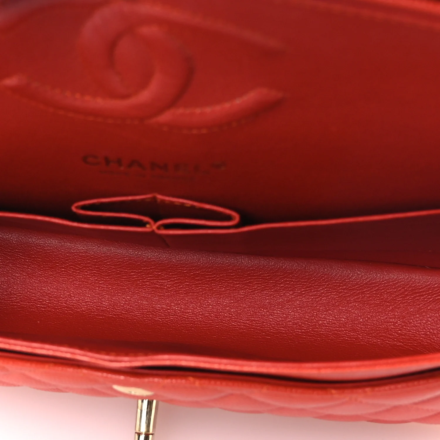 Caviar Quilted Medium Double Flap Light Red - Image 5