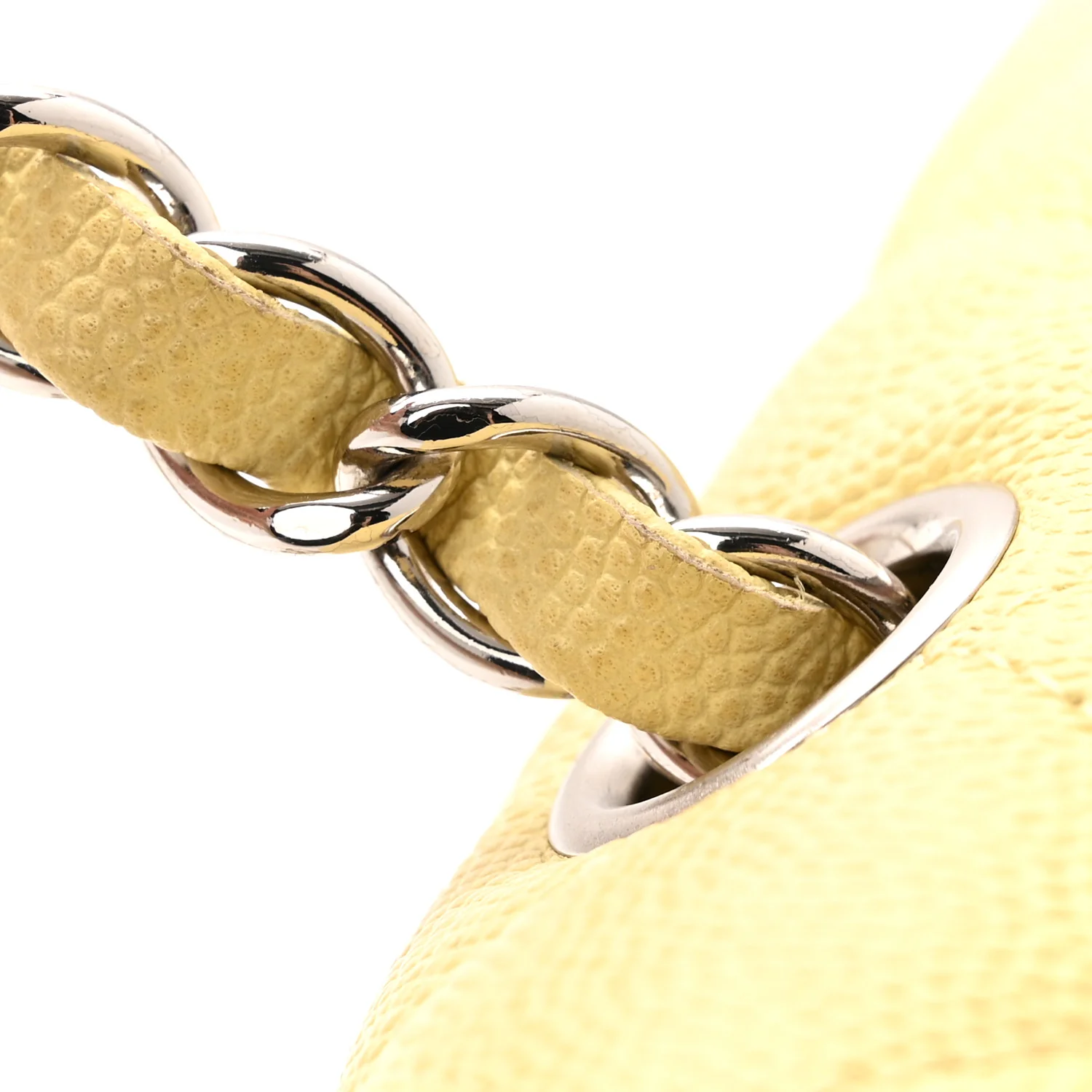 Caviar Quilted Medium Double Flap Light Yellow - Image 11