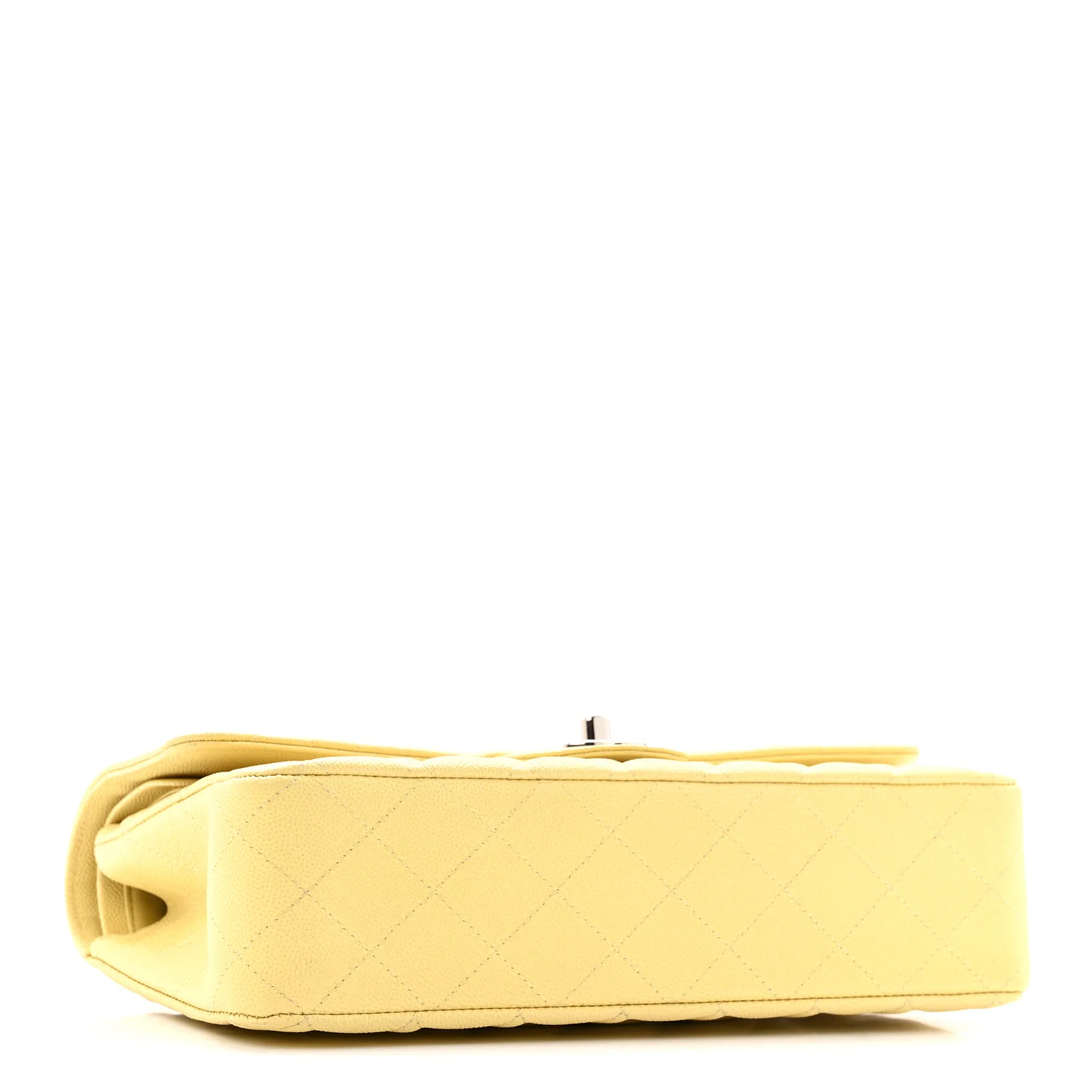 Caviar Quilted Medium Double Flap Light Yellow - Image 3
