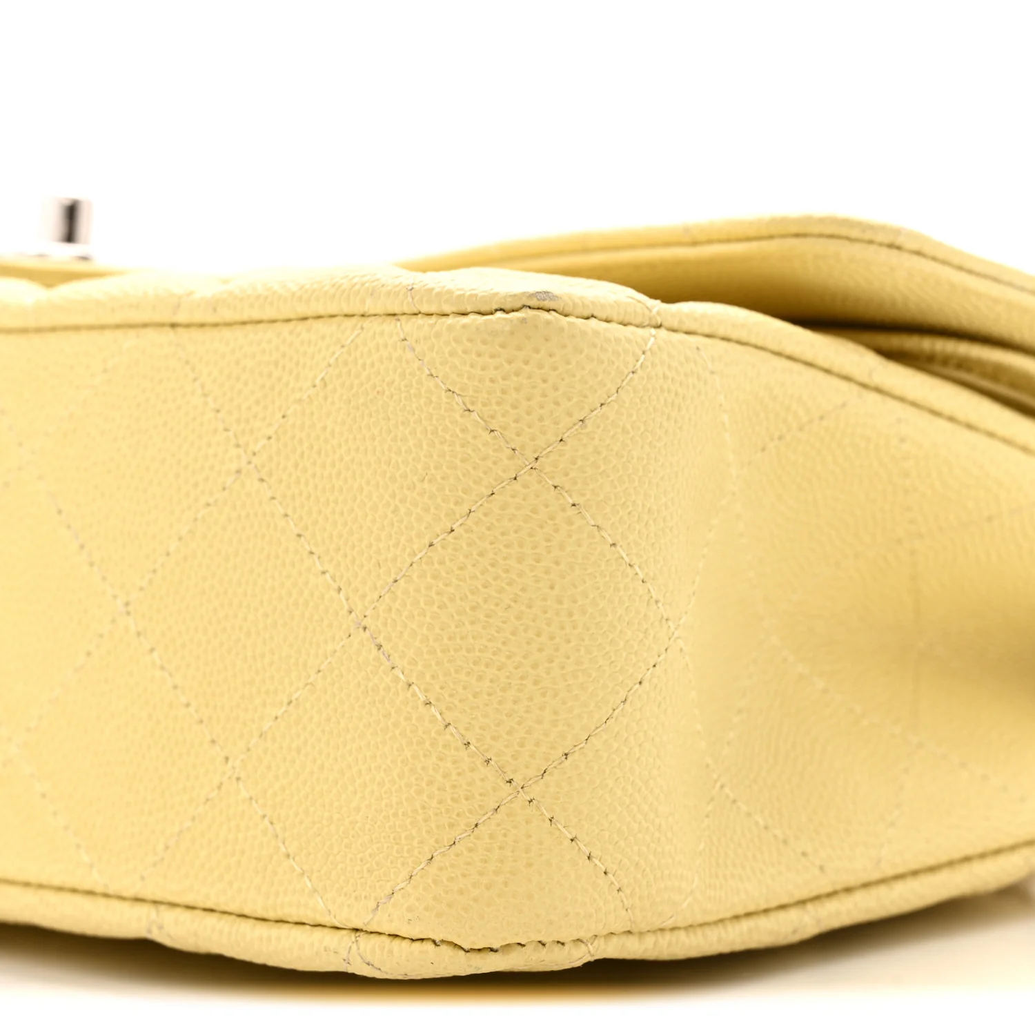 Caviar Quilted Medium Double Flap Light Yellow - Image 9