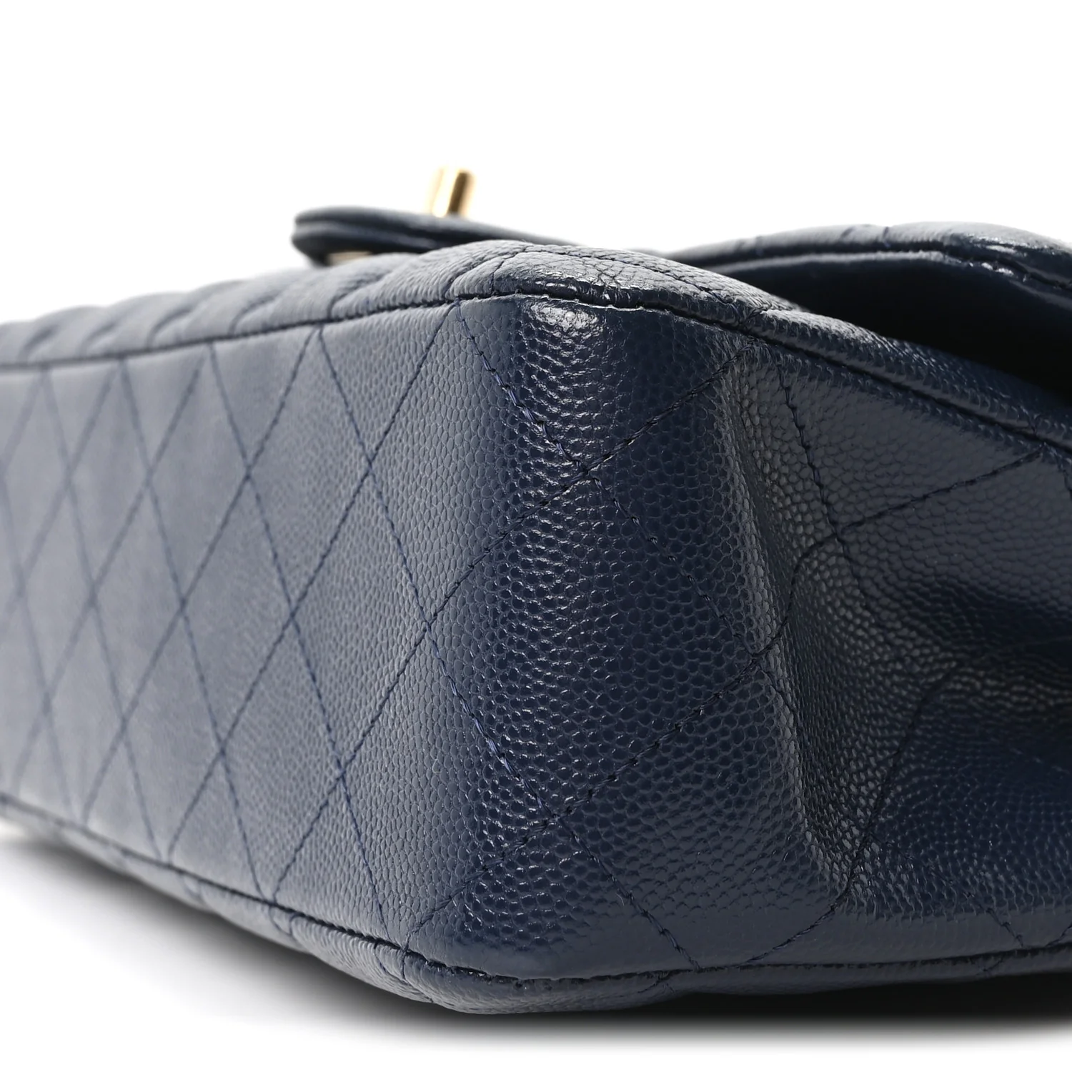 Caviar Quilted Medium Double Flap Navy - Image 10