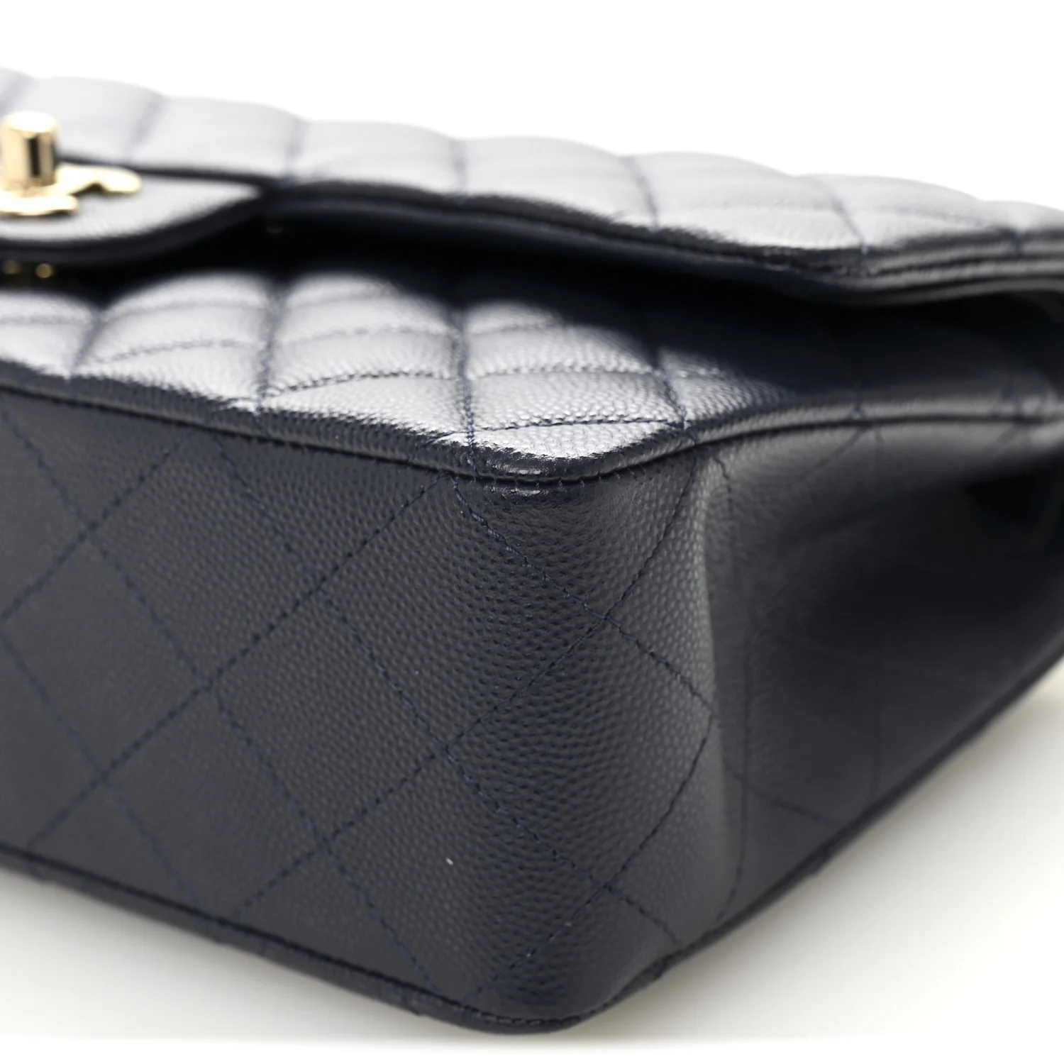 Caviar Quilted Medium Double Flap Navy - Image 10
