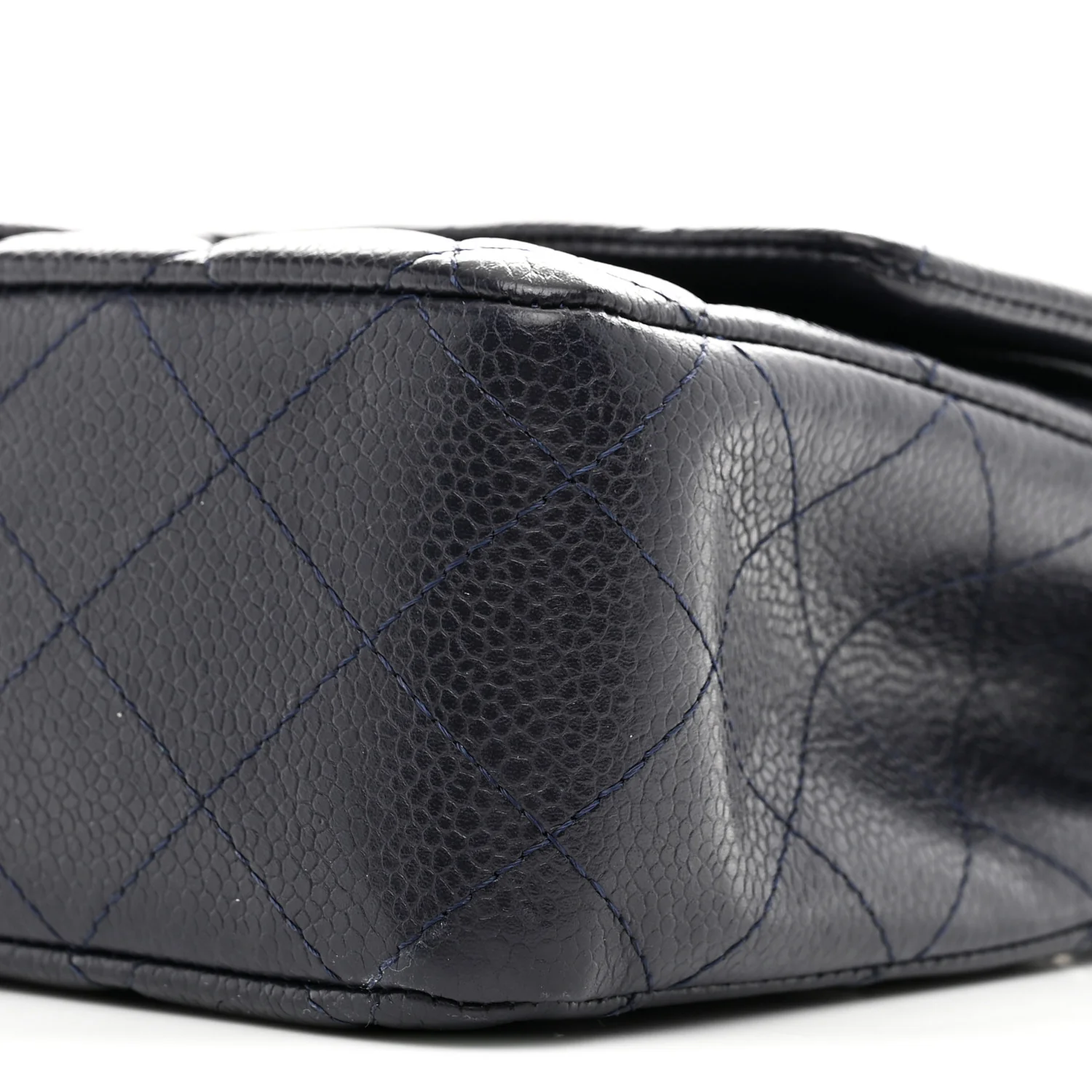 Caviar Quilted Medium Double Flap Navy - Image 10