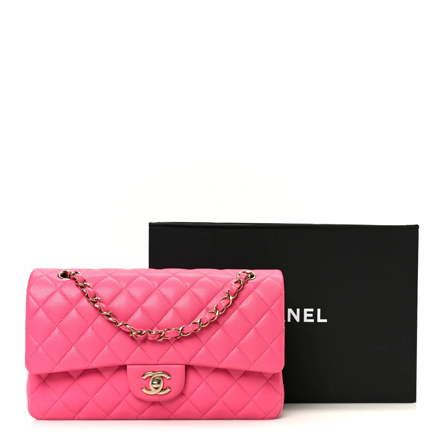 Caviar Quilted Medium Double Flap Pink - Image 12