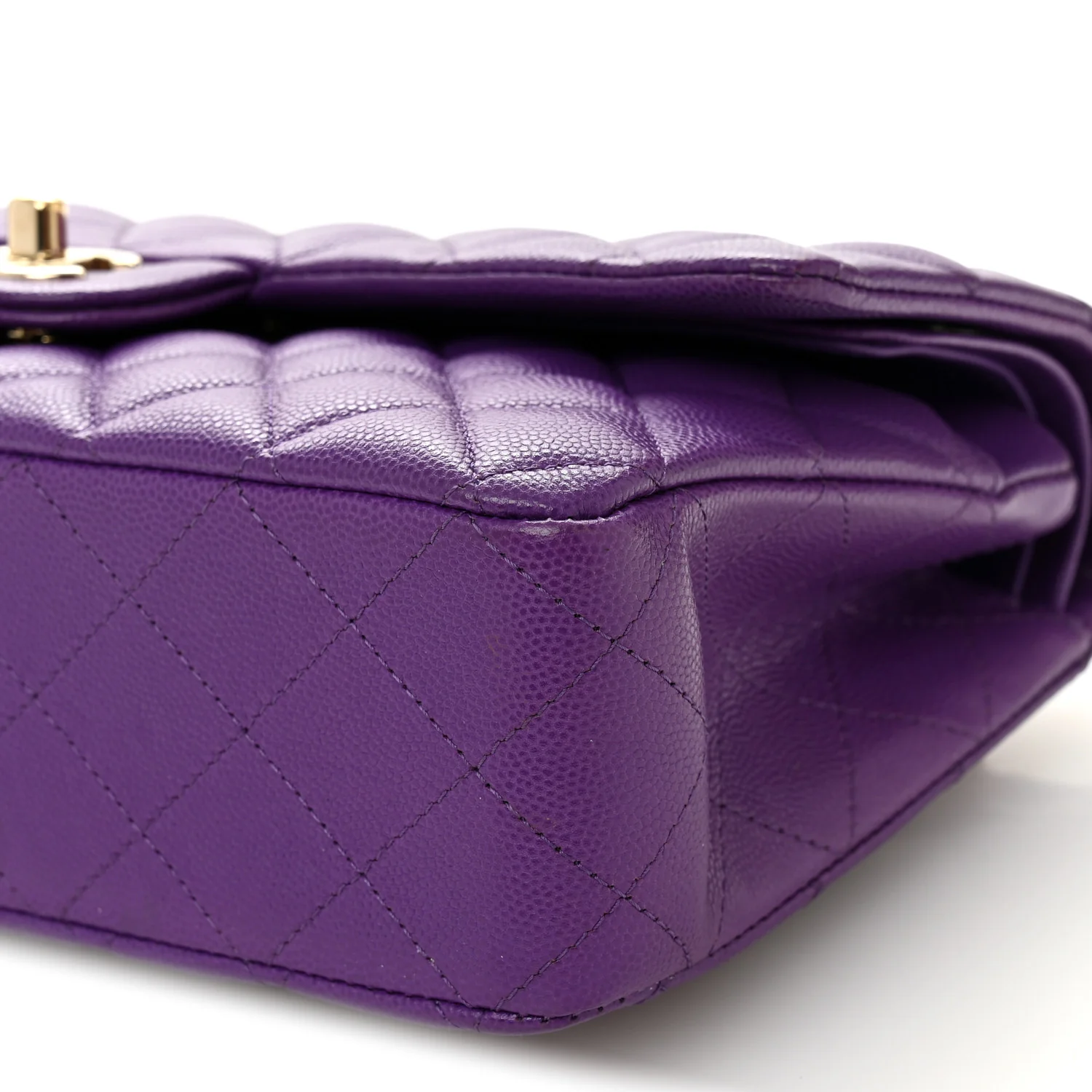 Caviar Quilted Medium Double Flap Purple - Image 10