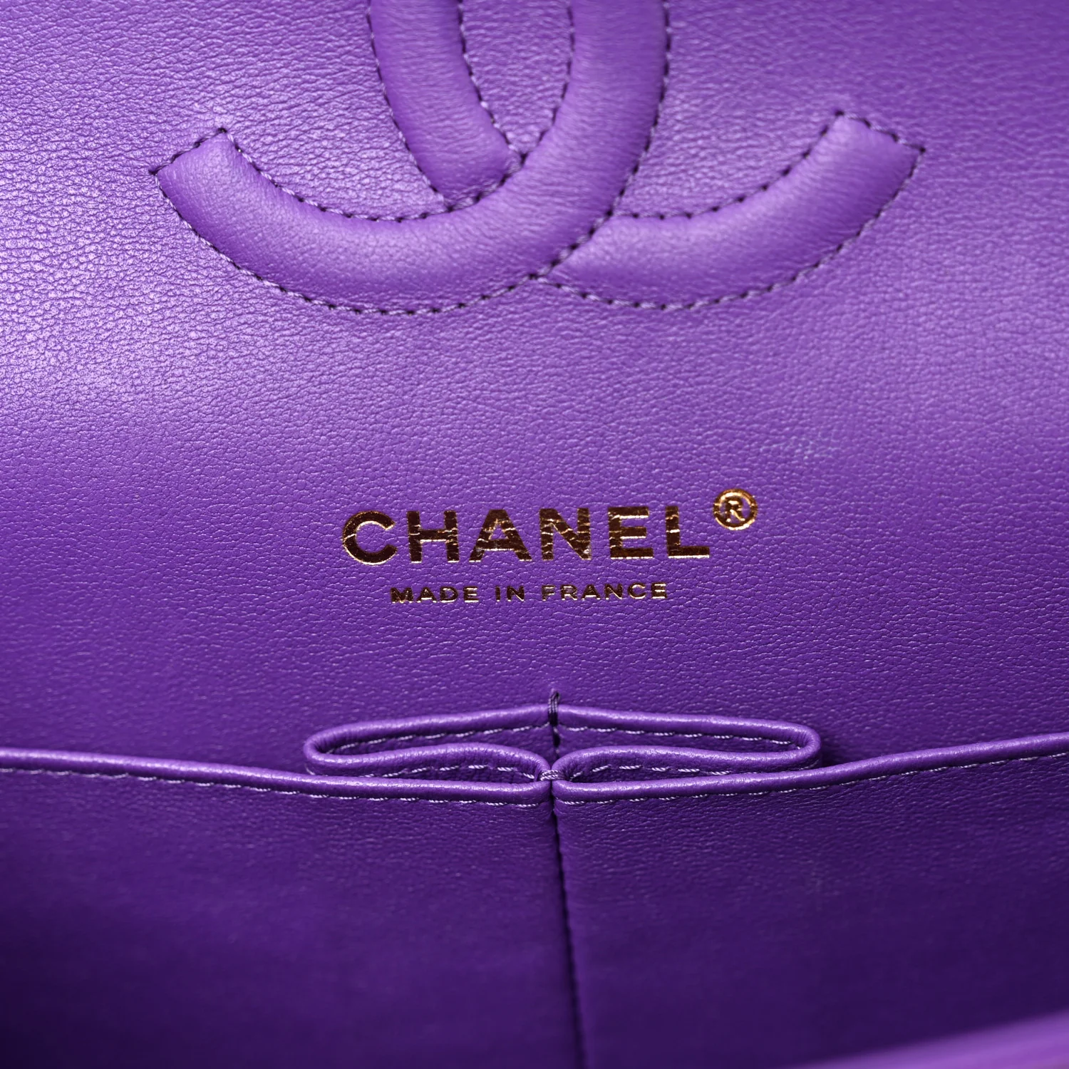 Caviar Quilted Medium Double Flap Purple - Image 6