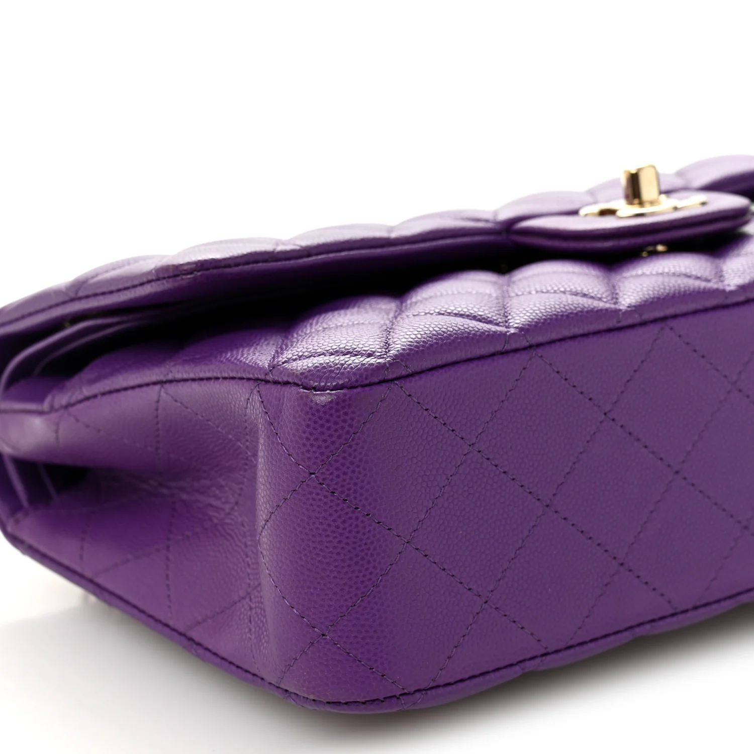 Caviar Quilted Medium Double Flap Purple - Image 9