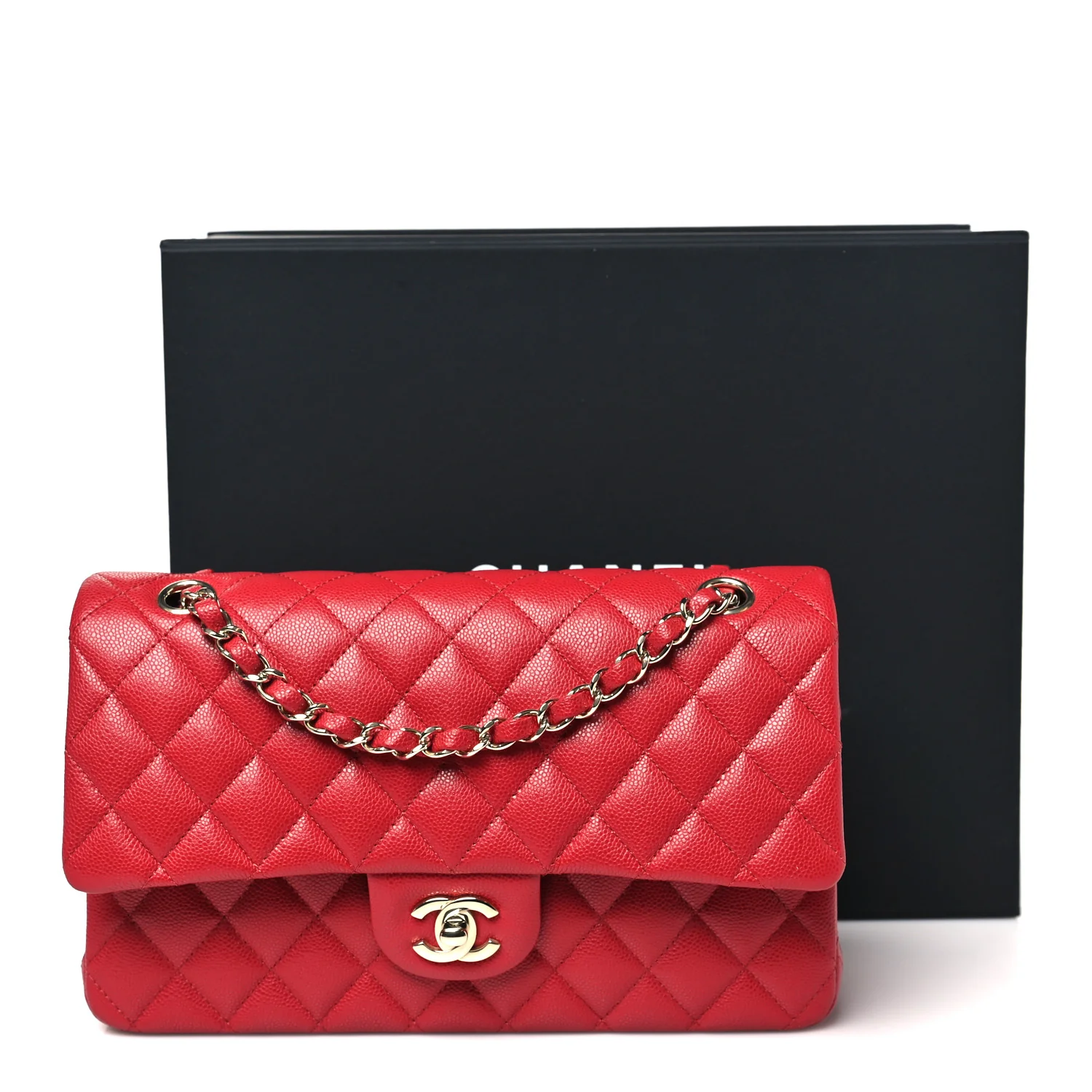 Caviar Quilted Medium Double Flap Red - Image 12