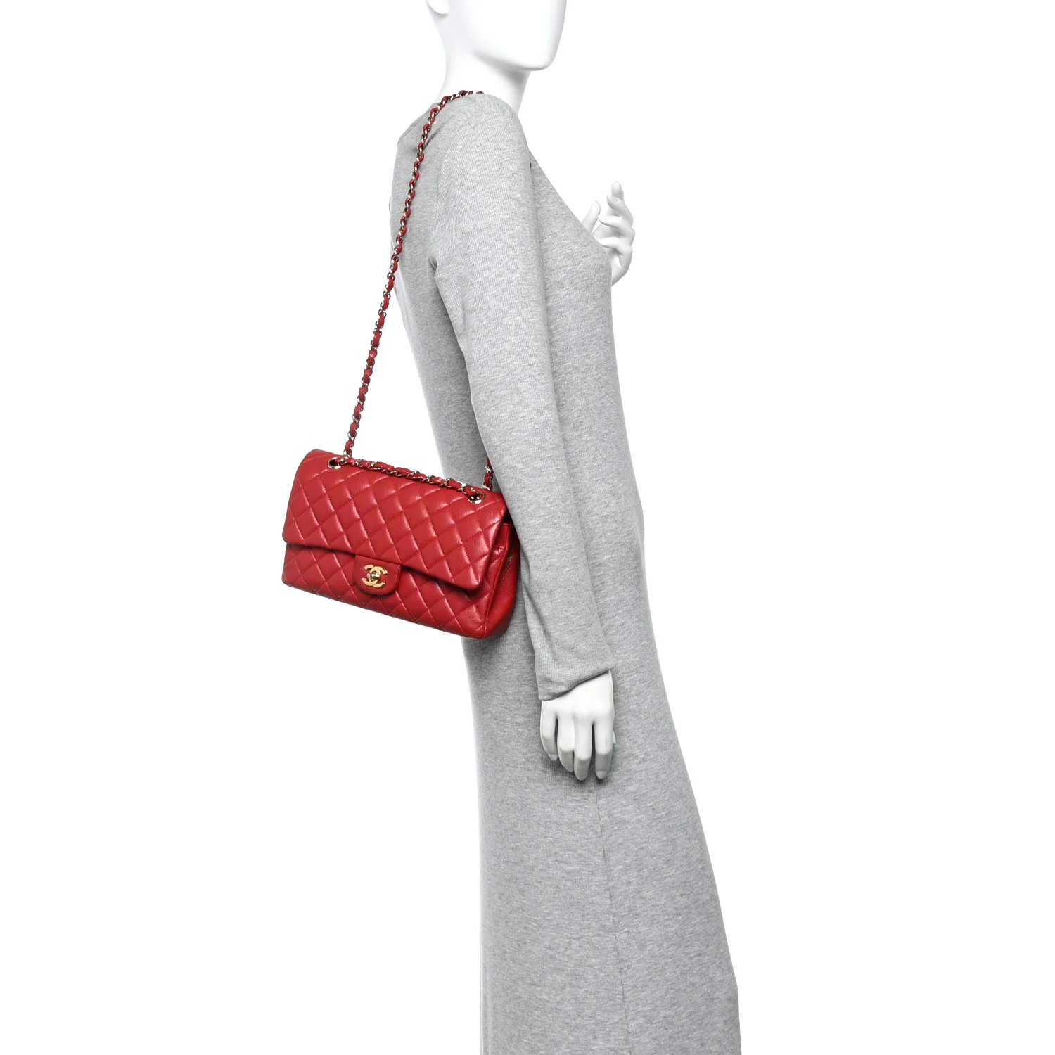 Caviar Quilted Medium Double Flap Red - Image 2