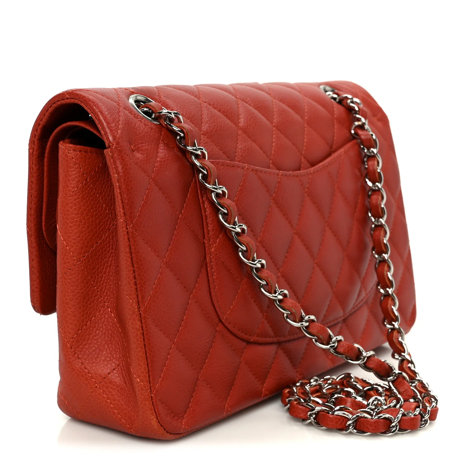 Caviar Quilted Medium Double Flap Red - Image 3