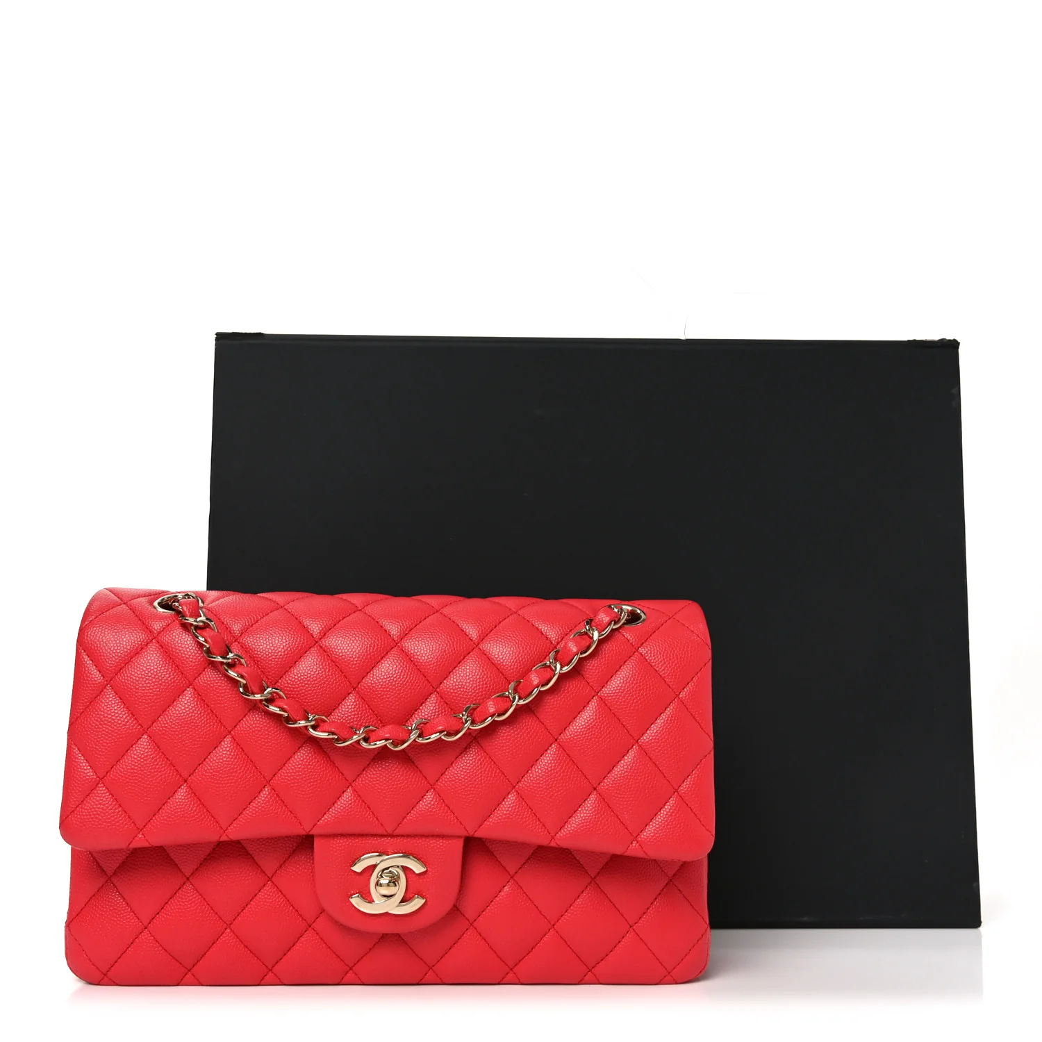 Caviar Quilted Medium Double Flap Red - Image 11