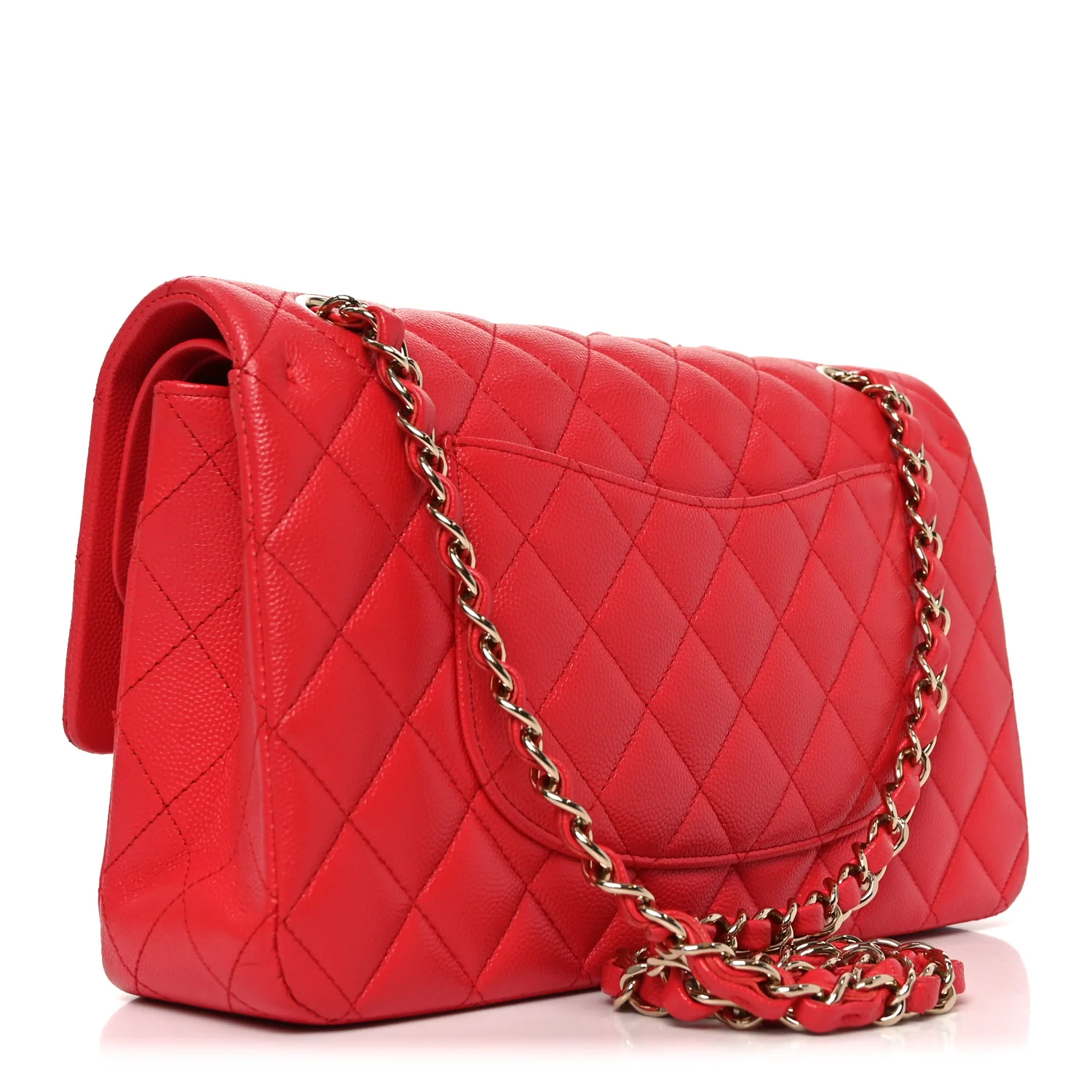Caviar Quilted Medium Double Flap Red - Image 3