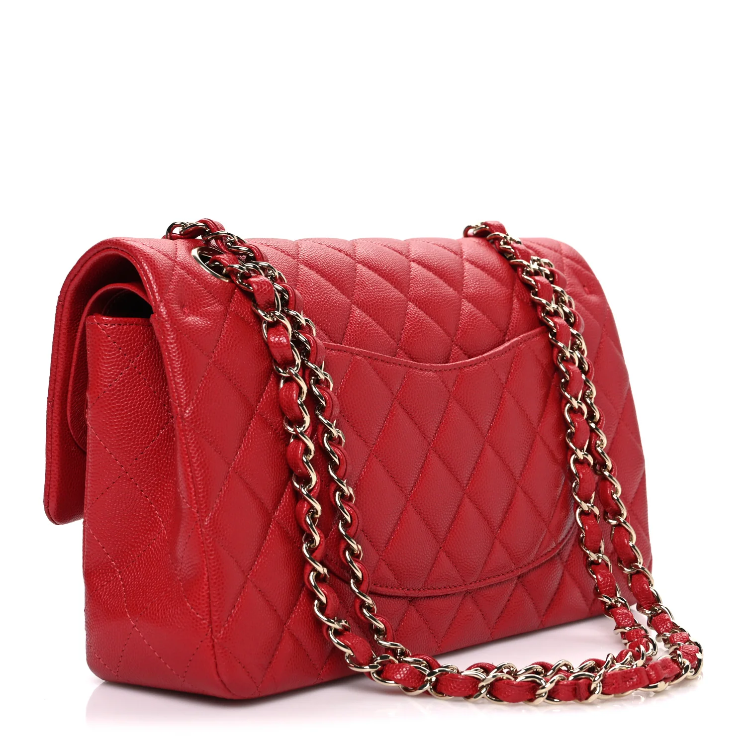 Caviar Quilted Medium Double Flap Red - Image 3