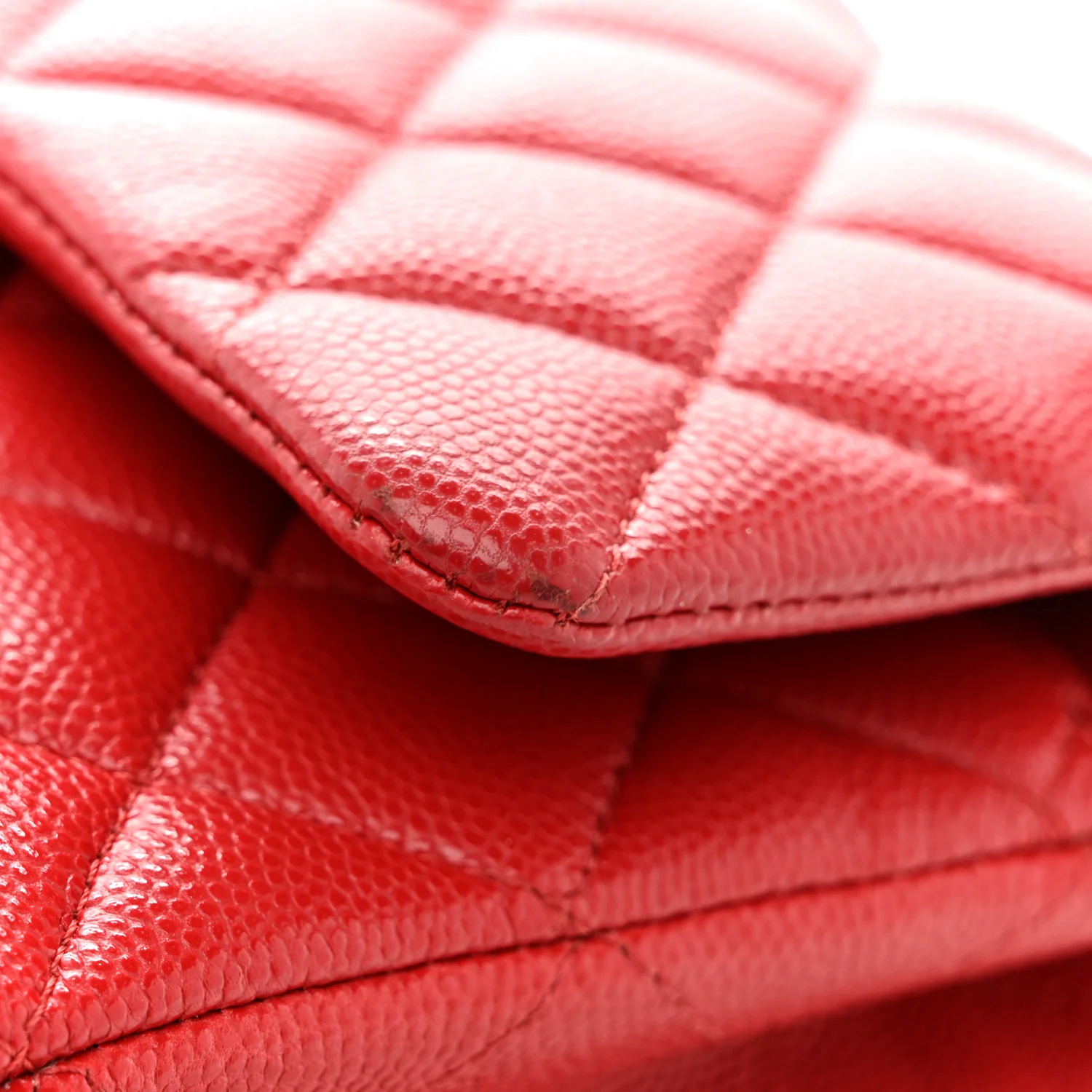 Caviar Quilted Medium Double Flap Red - Image 13