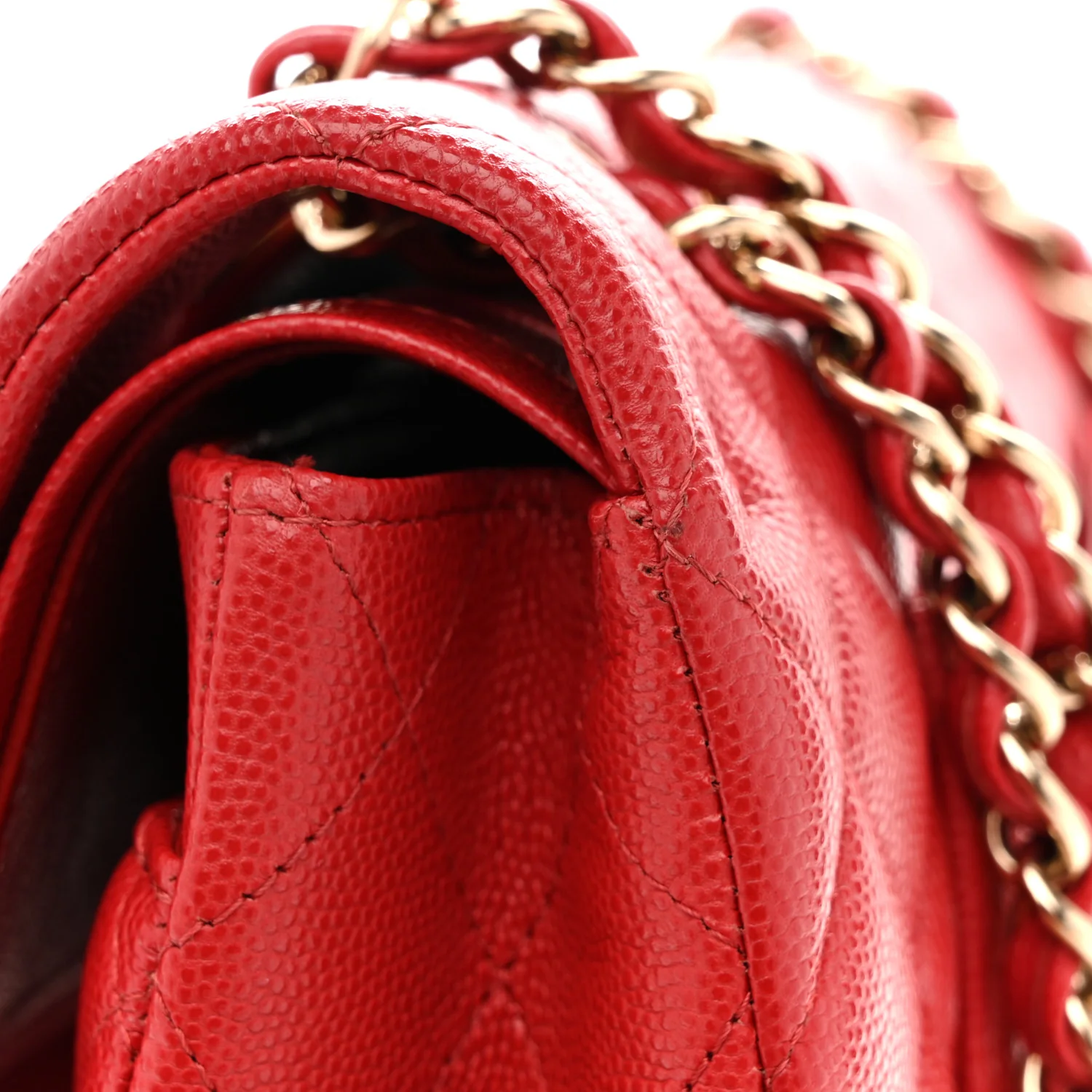 Caviar Quilted Medium Double Flap Red - Image 14