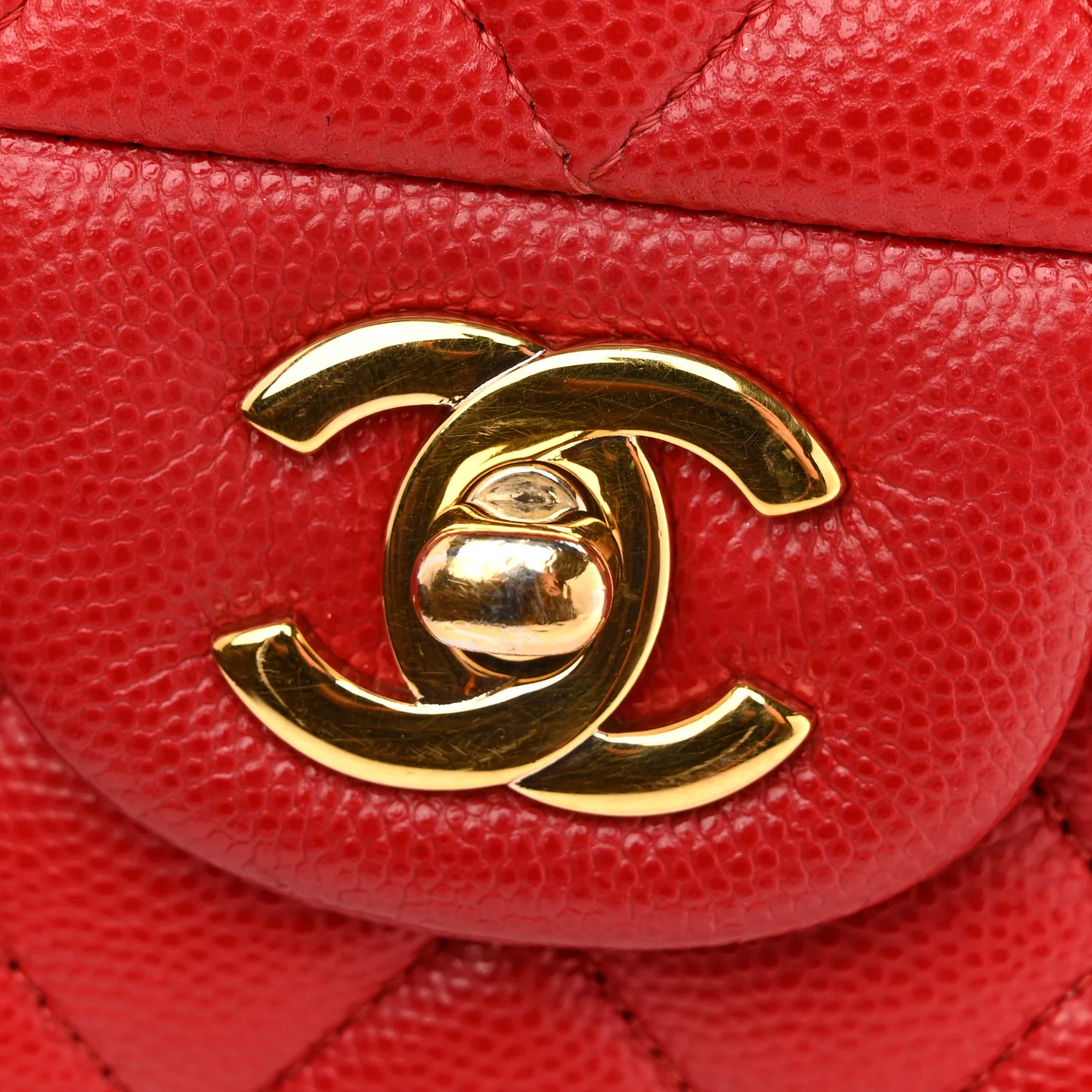 Caviar Quilted Medium Double Flap Red - Image 15