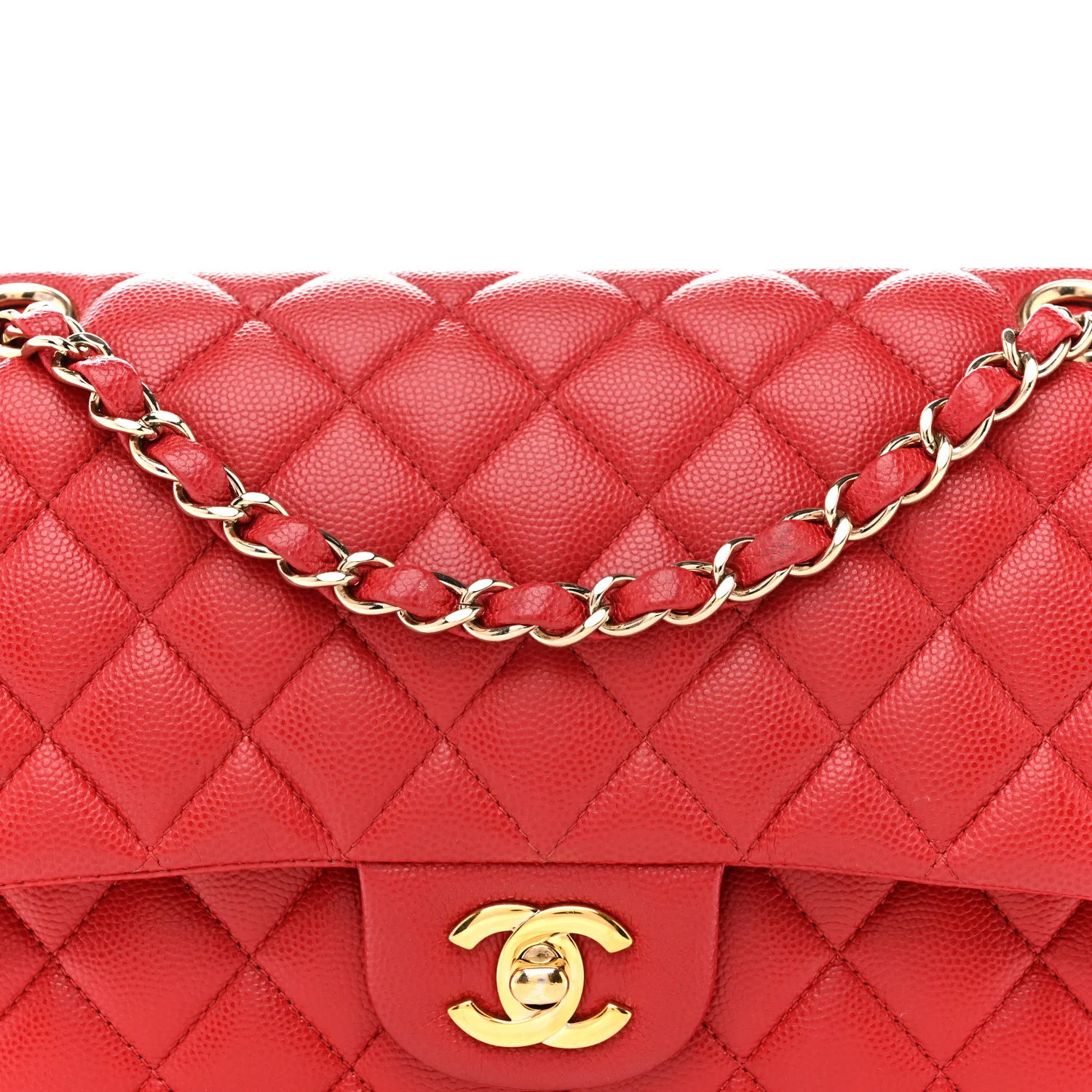 Caviar Quilted Medium Double Flap Red - Image 8