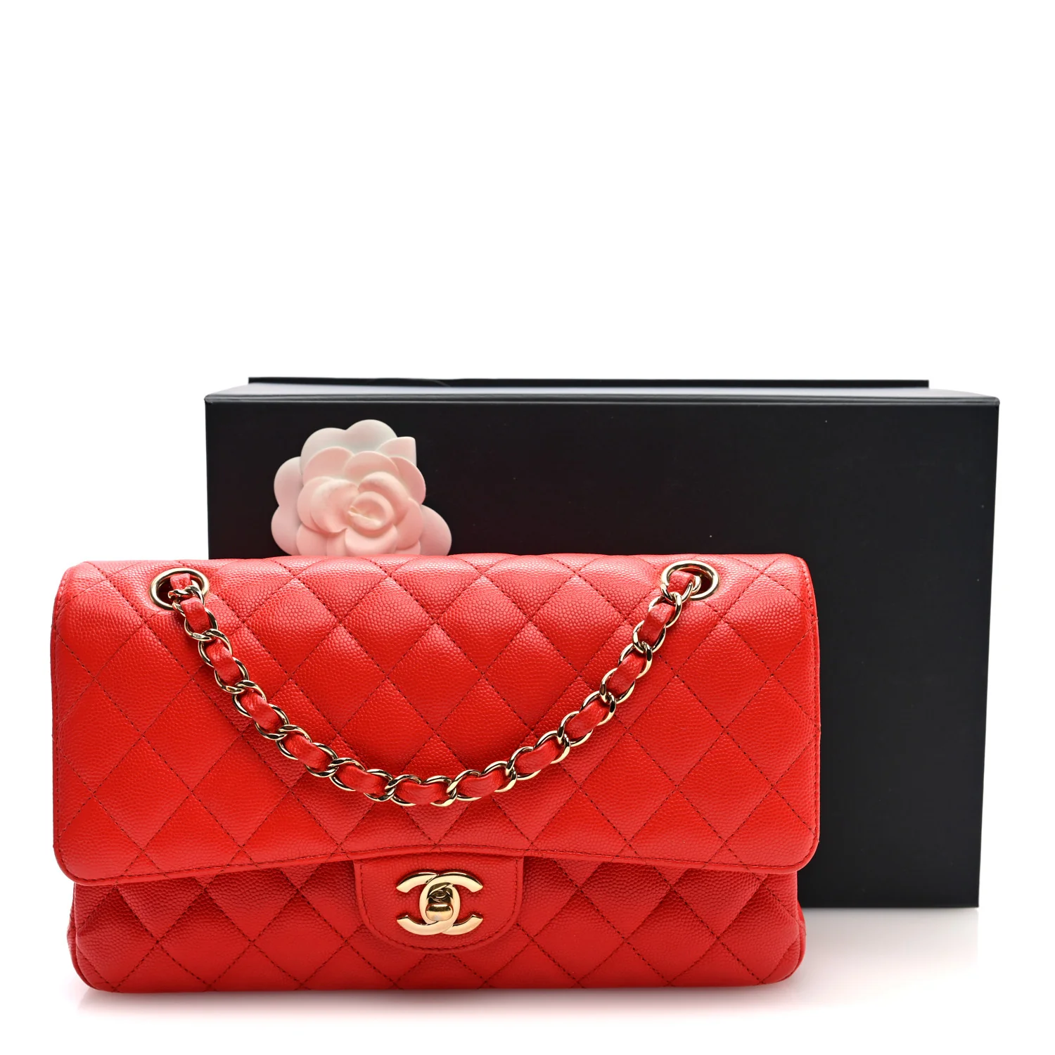 Caviar Quilted Medium Double Flap Red - Image 11