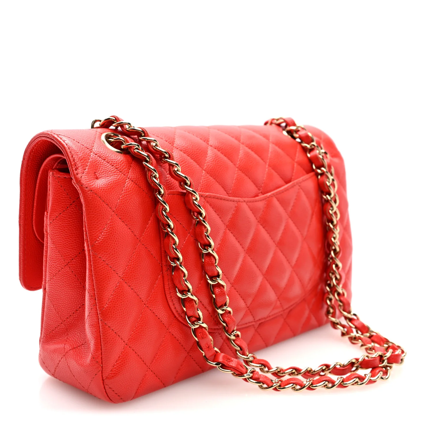 Caviar Quilted Medium Double Flap Red - Image 3