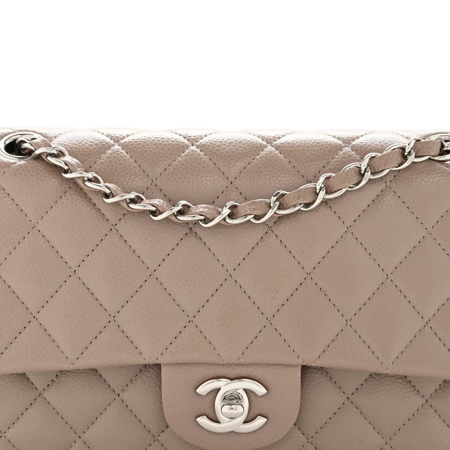 Caviar Quilted Medium Double Flap Taupe - Image 8