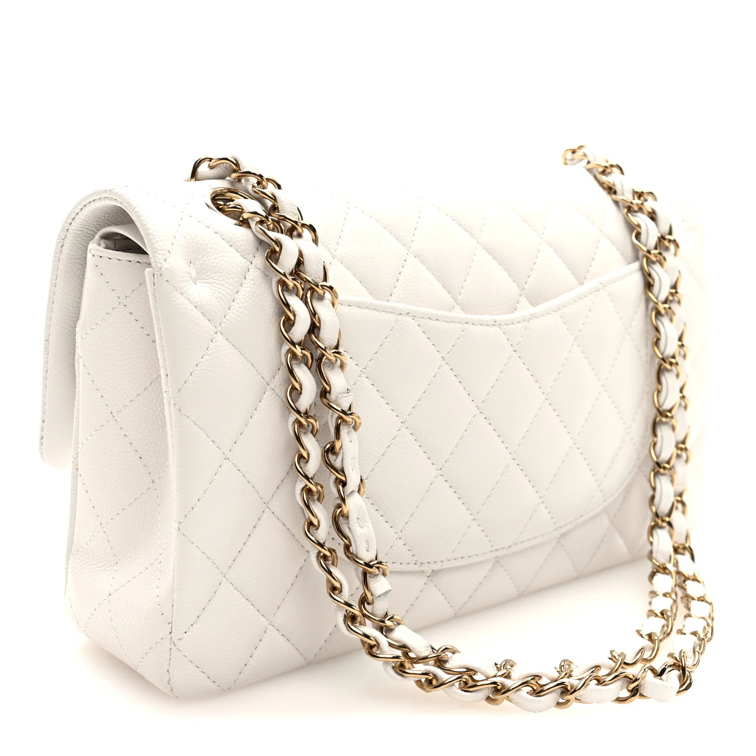 Caviar Quilted Medium Double Flap White - Image 3