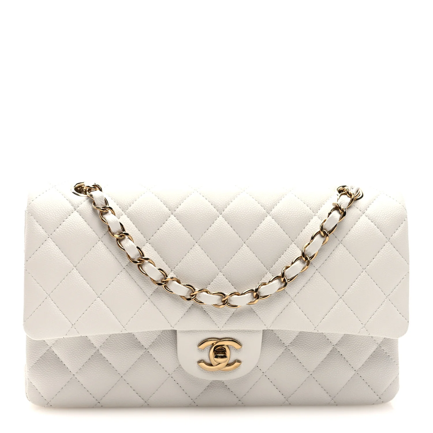 Caviar Quilted Medium Double Flap White - Image 8