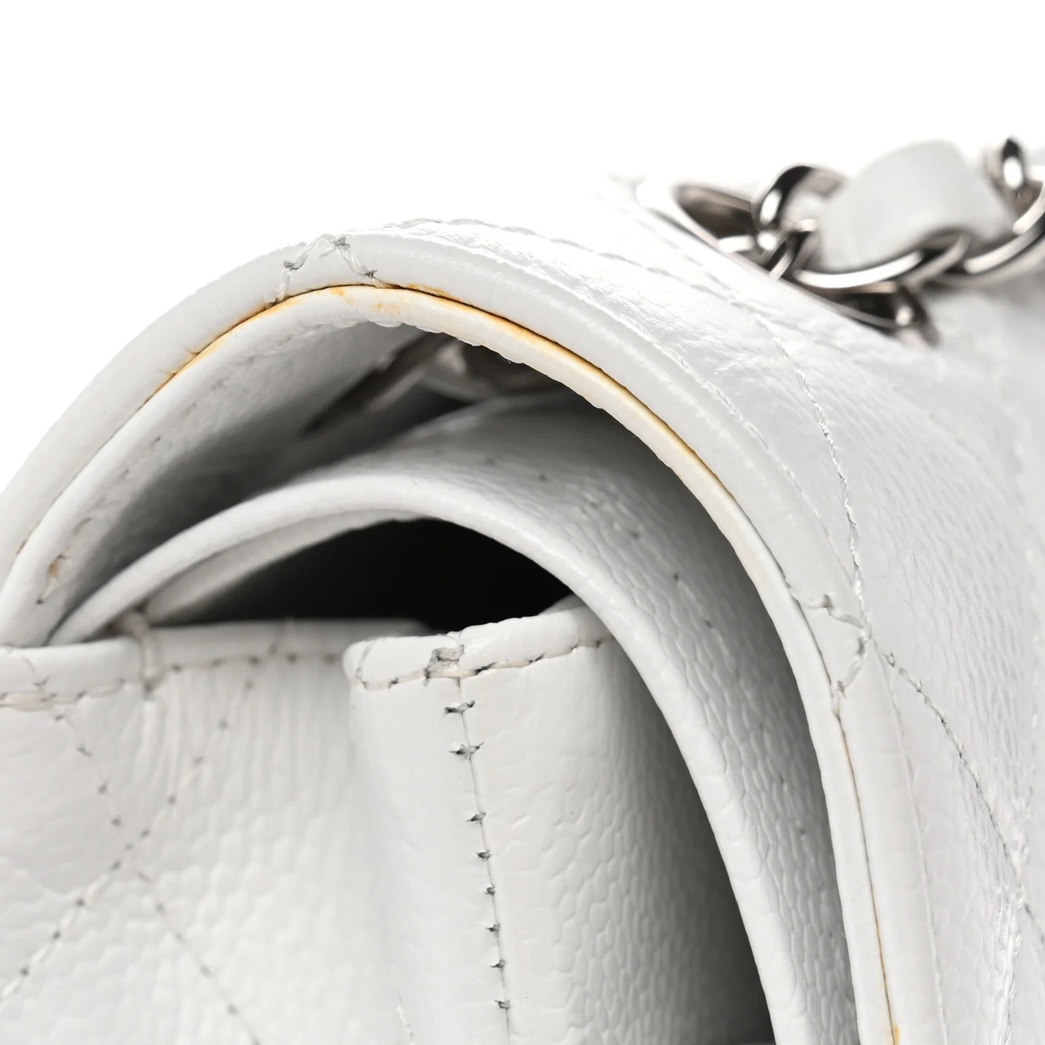 Caviar Quilted Medium Double Flap White - Image 14