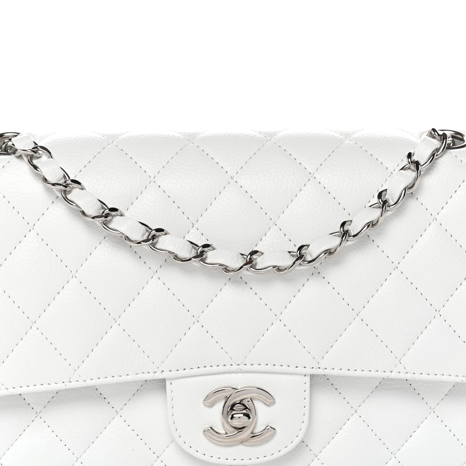 Caviar Quilted Medium Double Flap White - Image 8