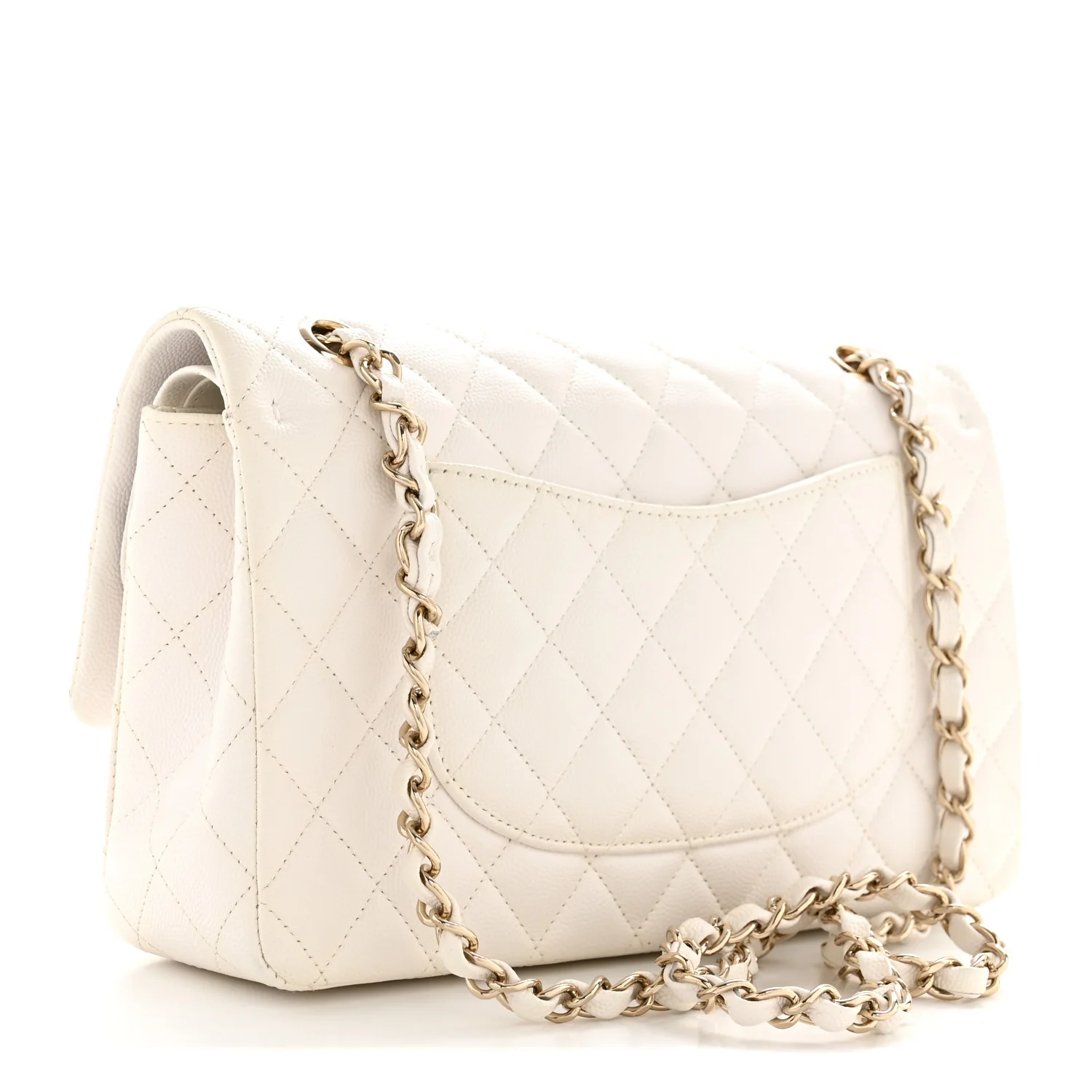 Caviar Quilted Medium Double Flap White - Image 3