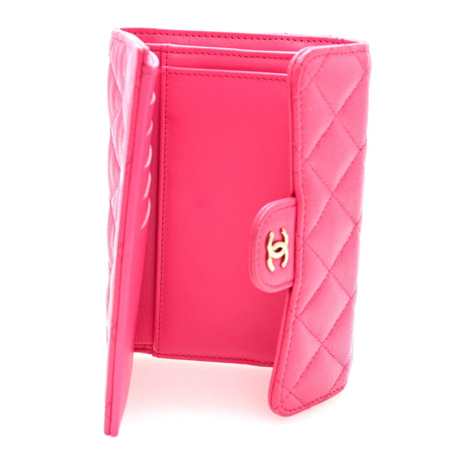 Caviar Quilted Medium Flap Wallet Dark Pink - Image 5