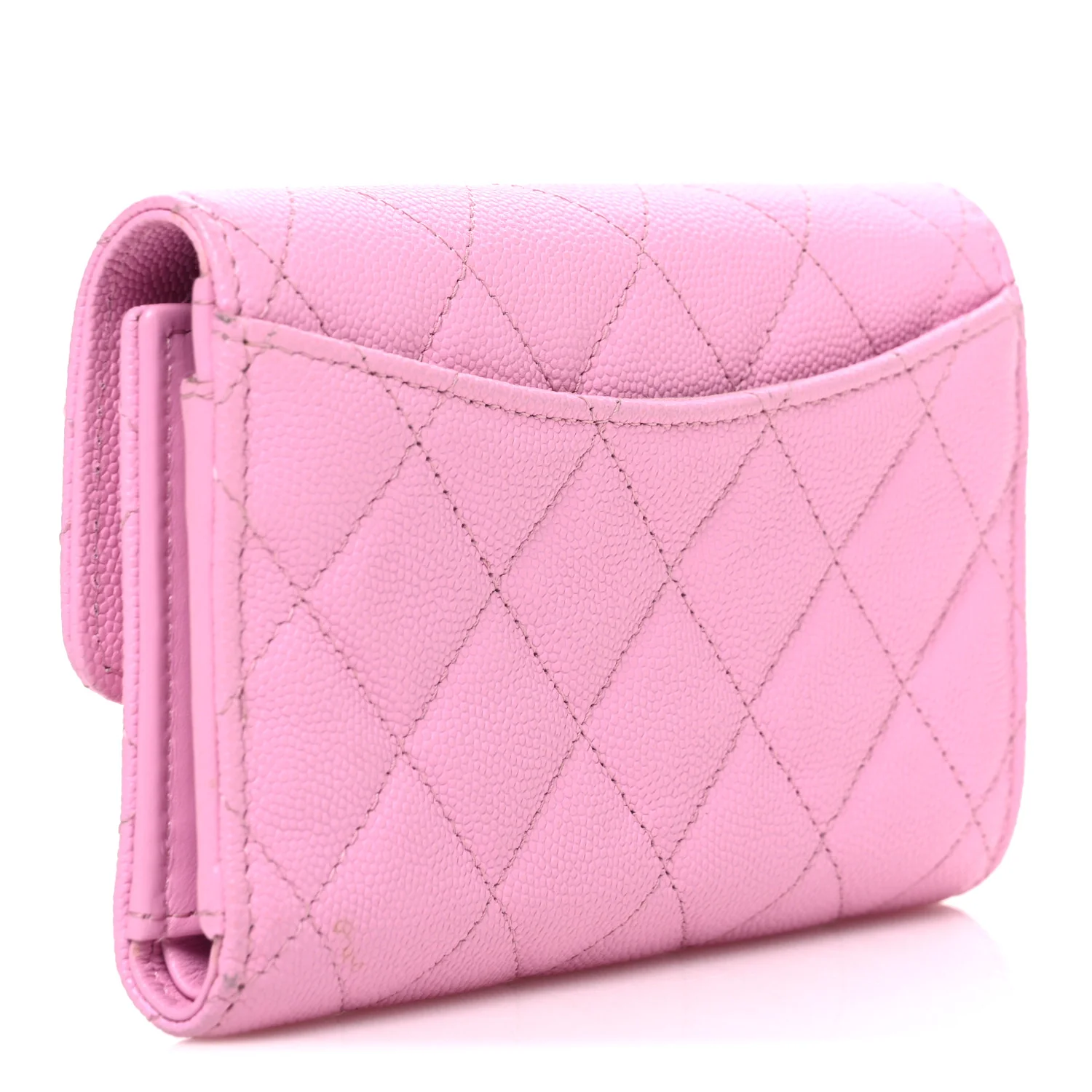 Caviar Quilted Medium Flap Wallet Pink - Image 3