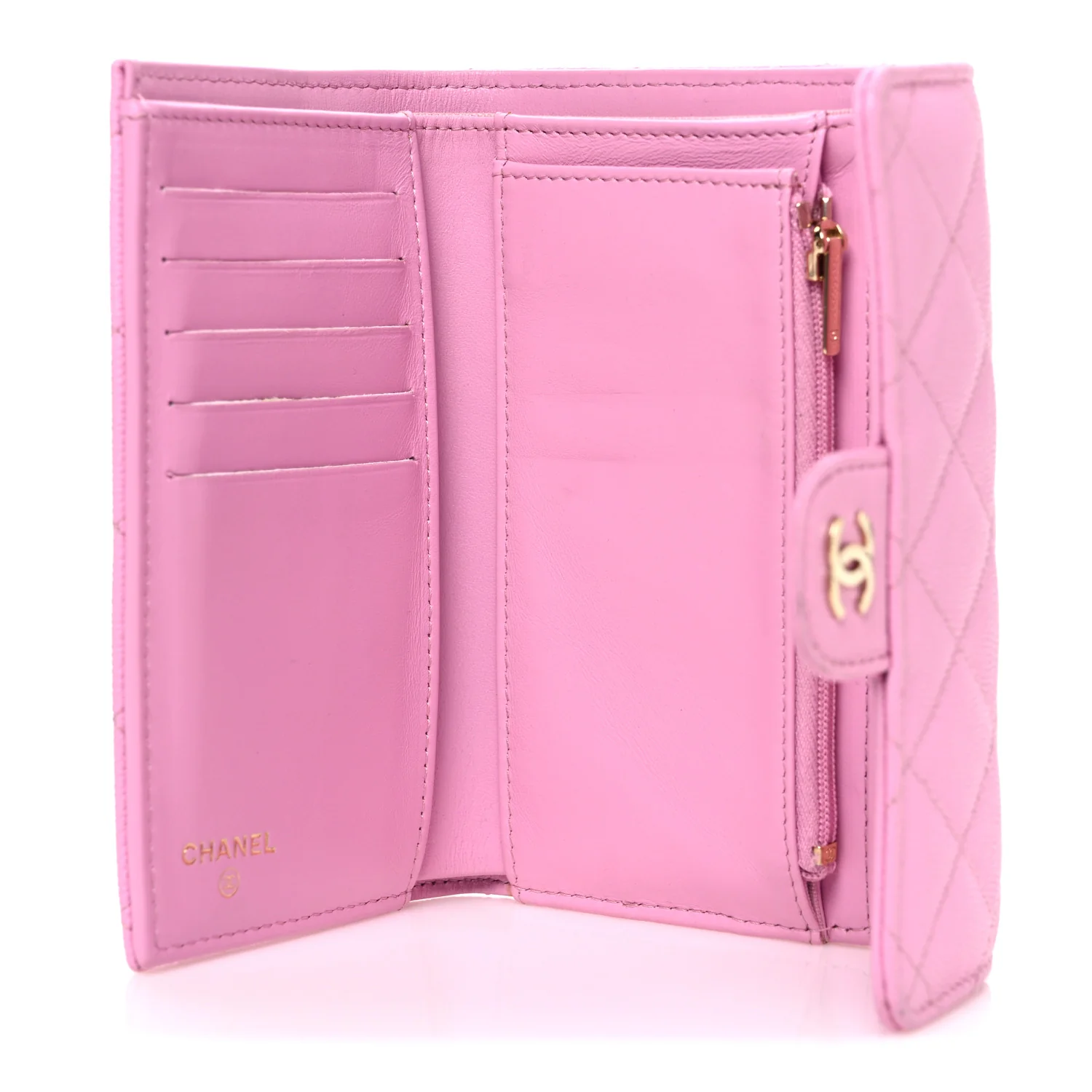 Caviar Quilted Medium Flap Wallet Pink - Image 5