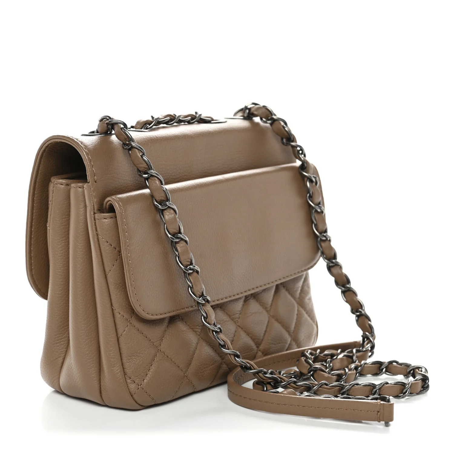 Caviar Quilted Mini All About Flap Bag Brown - Image 3